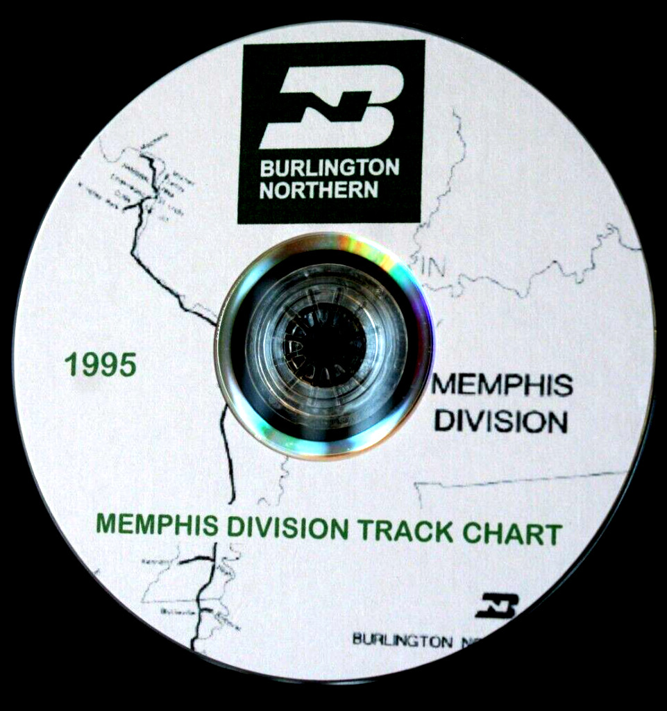 Burlington Northern 1995 Memphis Division Track Charts PDF Pages on DVD