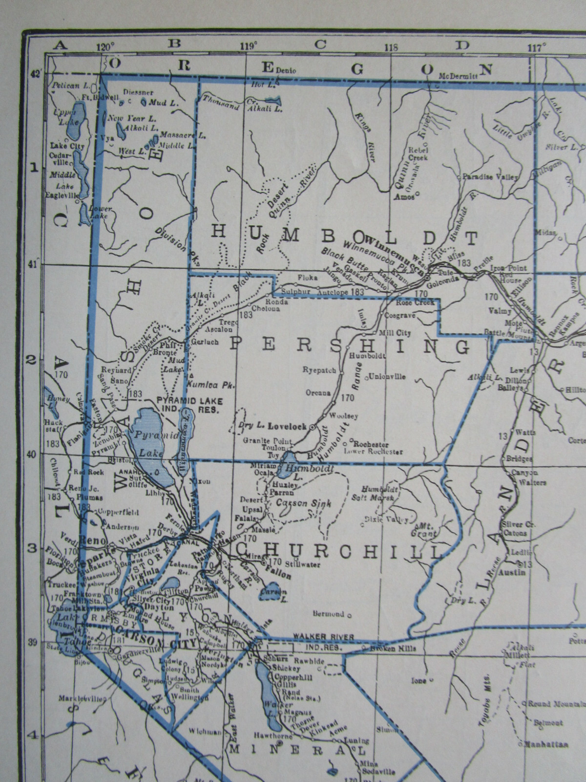 NV NH 1933 NEVADA RAILROAD Map TONAPAH & TIDEWATER RR ~or~ NEW HAMPSHIRE