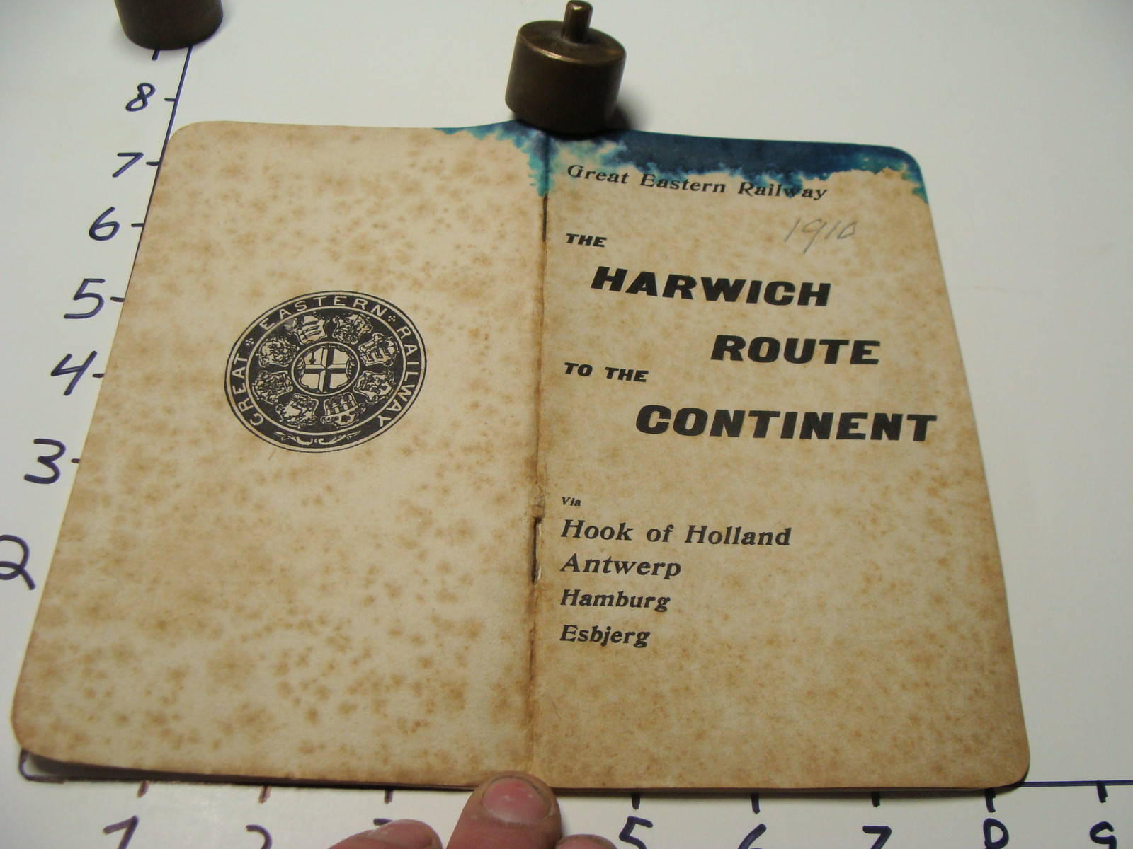 Vintage Tourist paper: 1910 the HARWICH ROUTE to the Continent Great Eastern