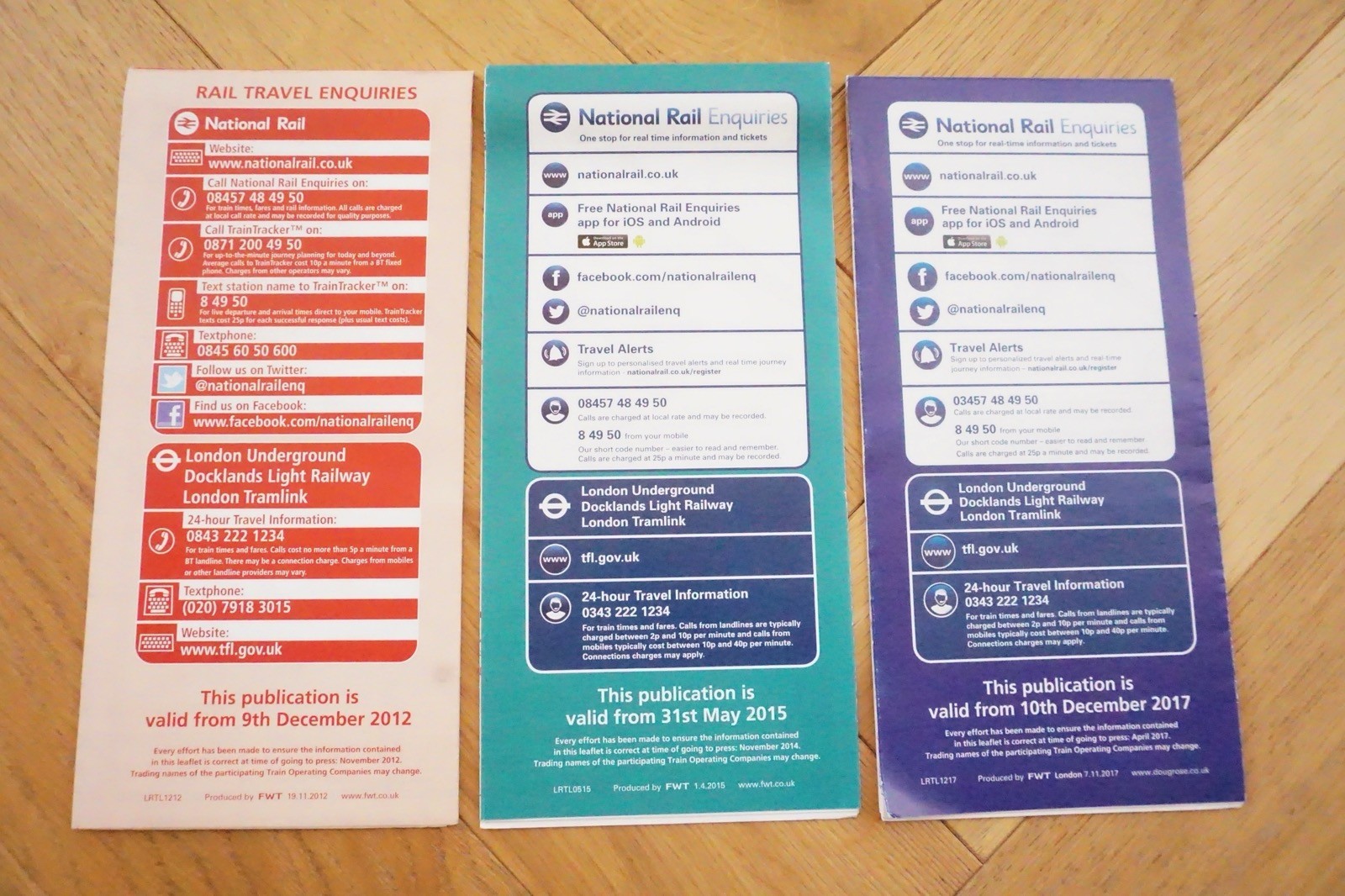 2012 2015 2017 London Connections Railway & Underground Tube Map x3