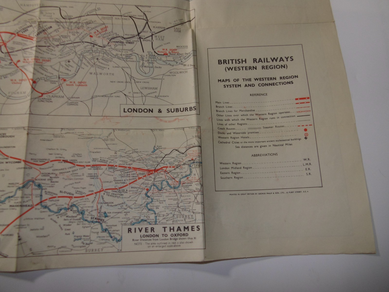 Large Double-Sided Railway Network Map, Western Region, British Railways, c1960s