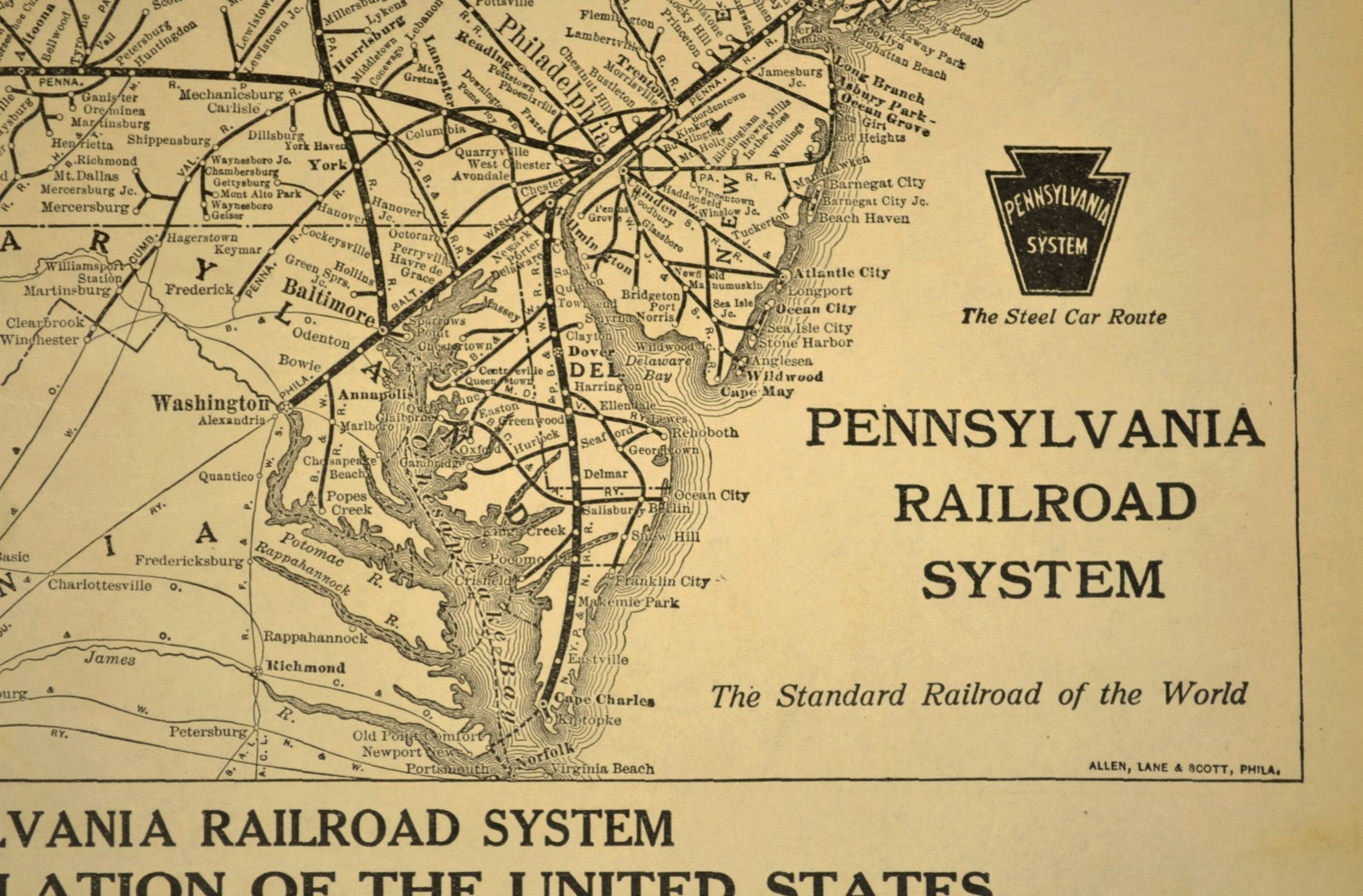 Vintage Pennsylvania Railroad Map PRR Railway System Old Original Antique
