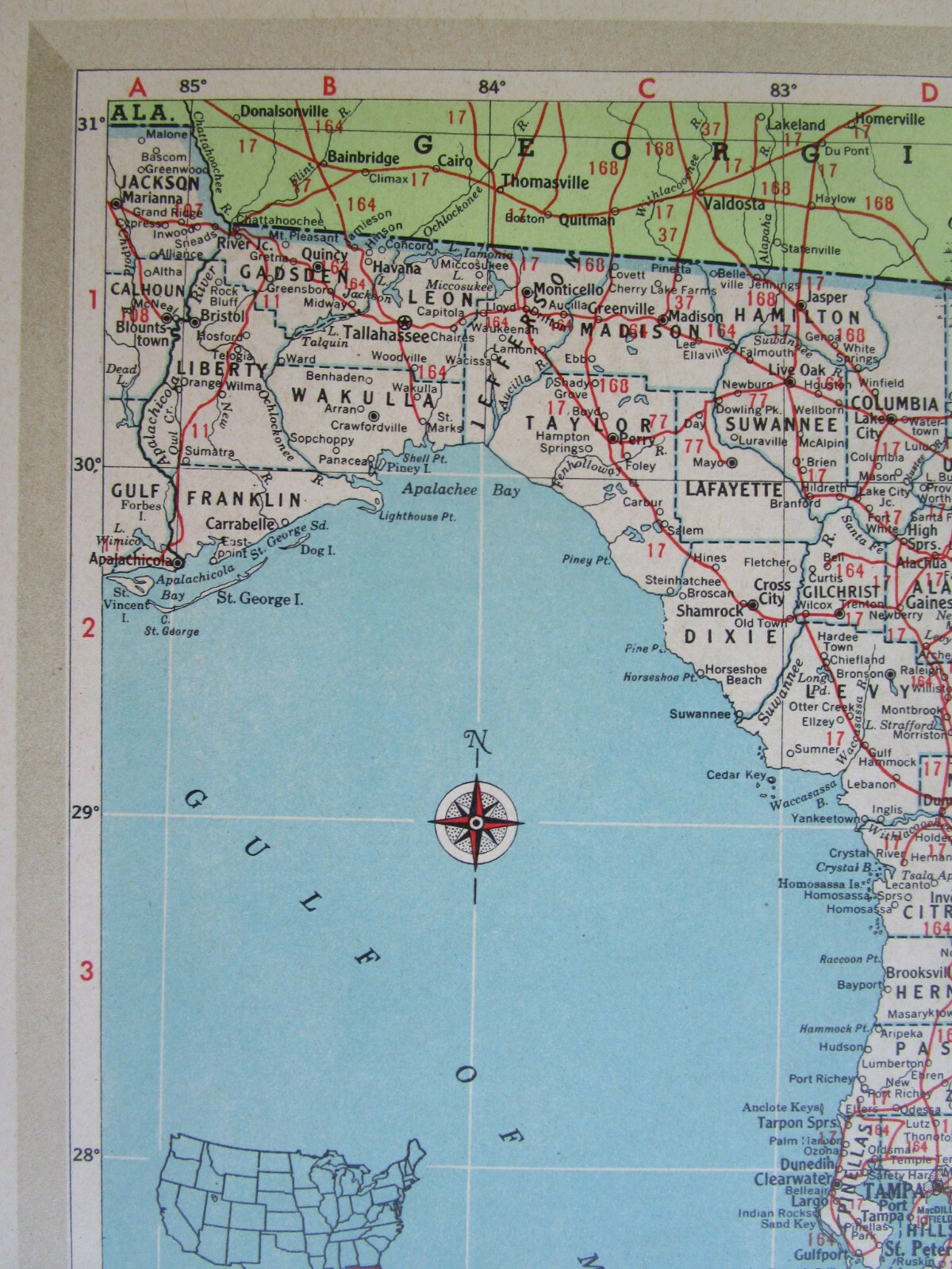 FL GA Vtg 1951 FLORIDA RAILROAD Map.MARIANNA & BLOUNTSTOWN RR ~or~ GEORGIA