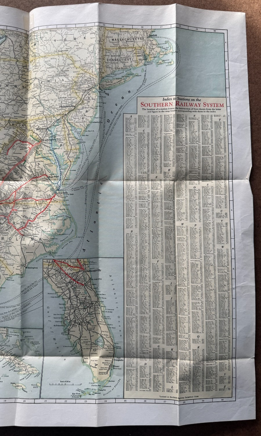 Vintage April 1943 Map of the Southern Railway System Railroad RR Train