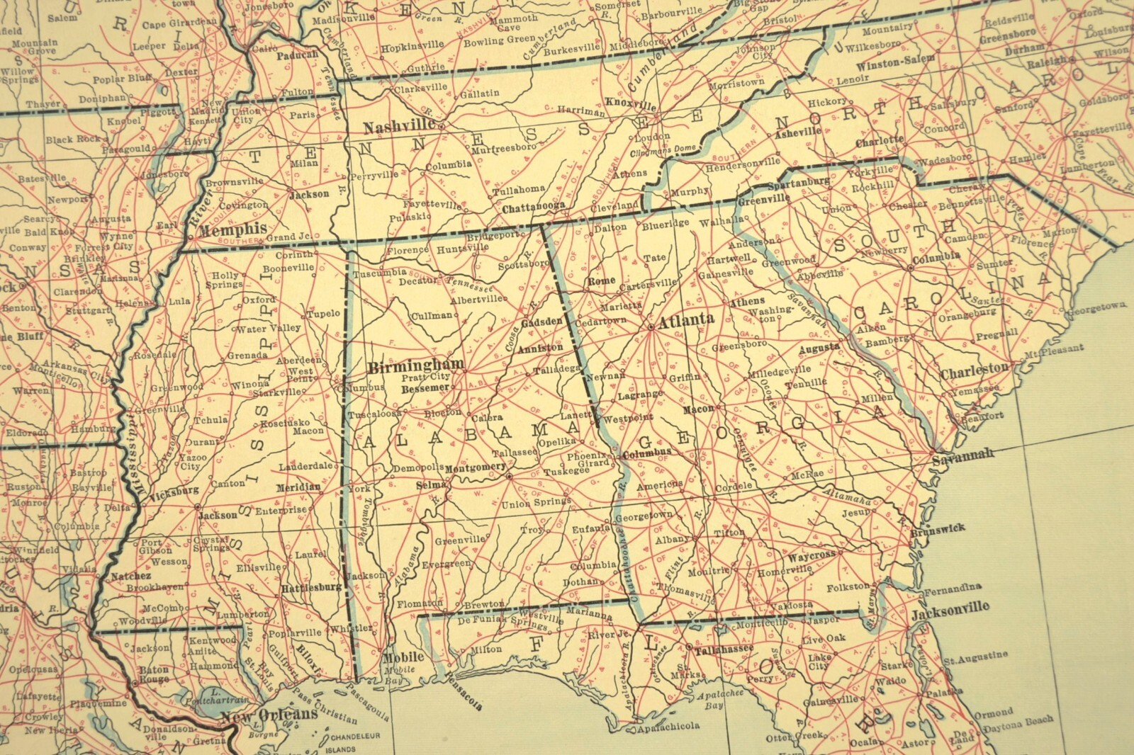 Vintage Eastern UNITED STATES Railroad Map East US Railway Wall Art Antique