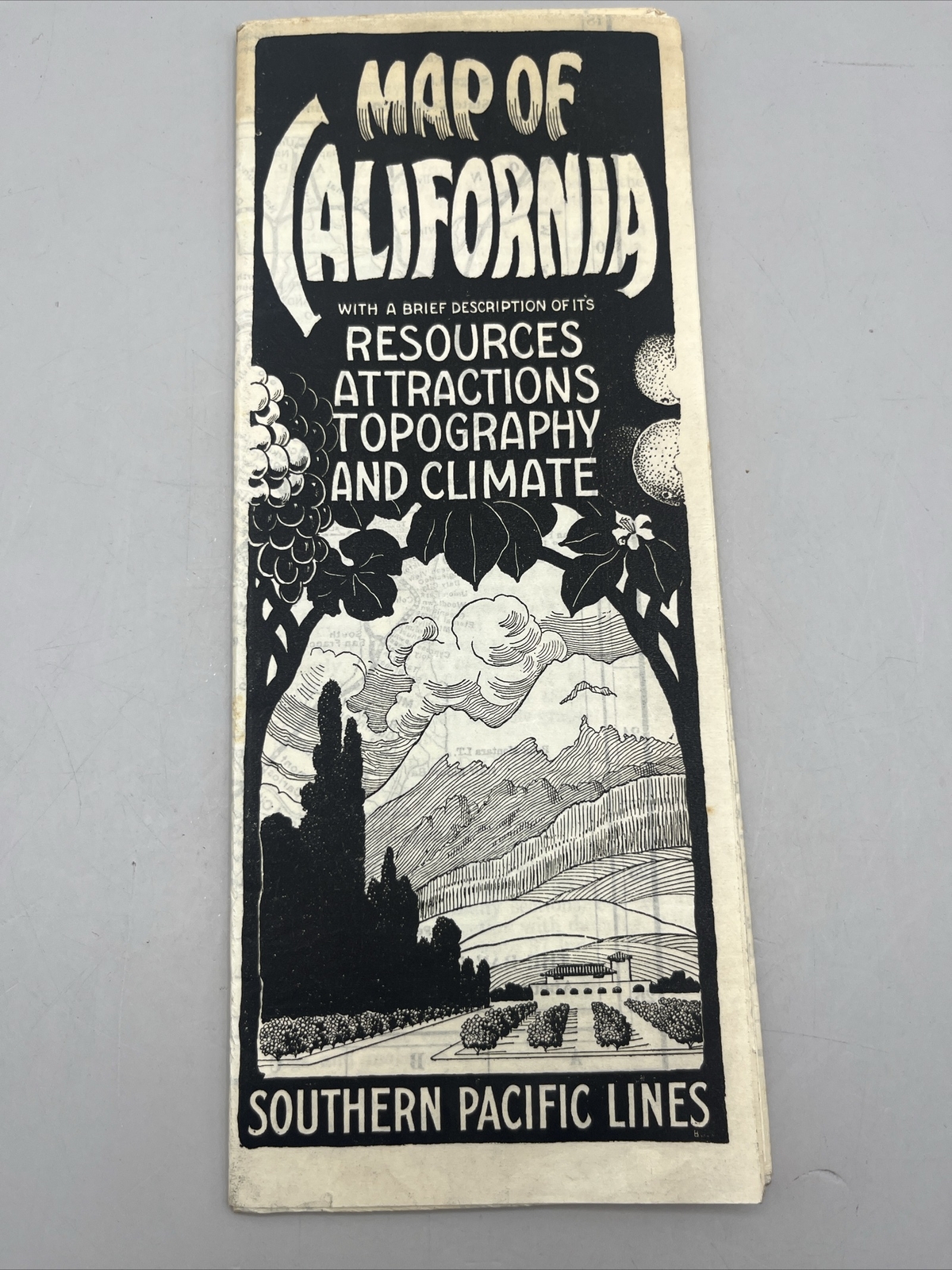 1914 Color California Map 22” X 27” Santa Fe Railroad