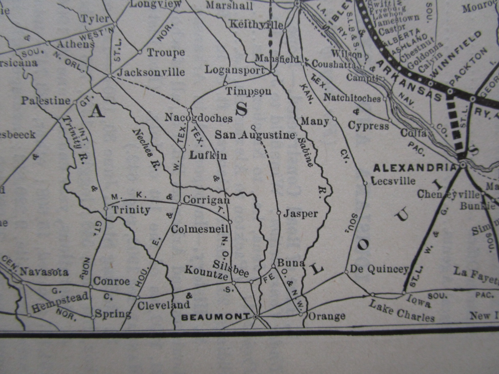 Antique 1904 LOUISIANA & ARKANSAS Railway System Map from 19O4 Poor’s INDIAN TER