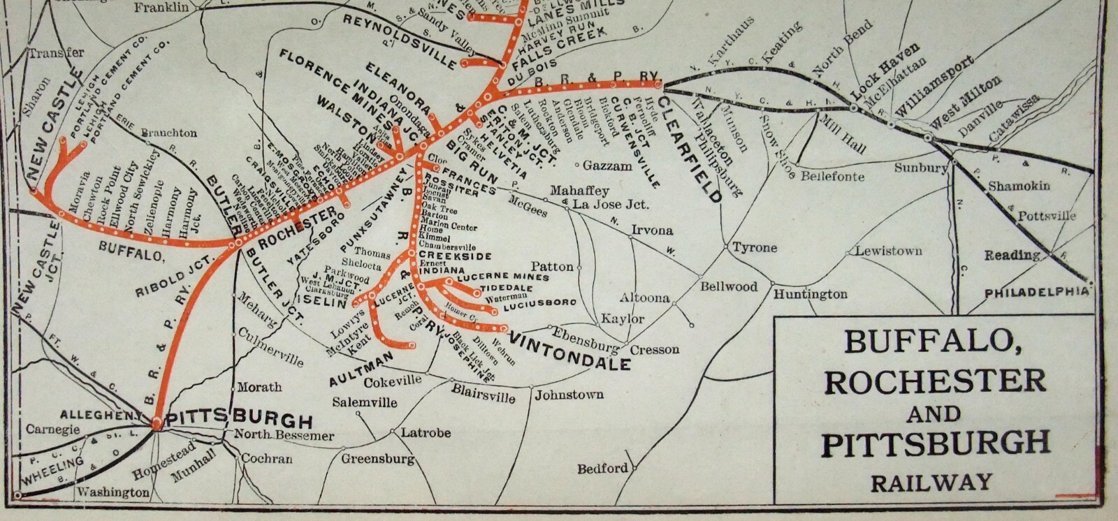 Buffalo Rochester & Pittsburgh Railway – Original 1917 Map by Poor’s Publishing