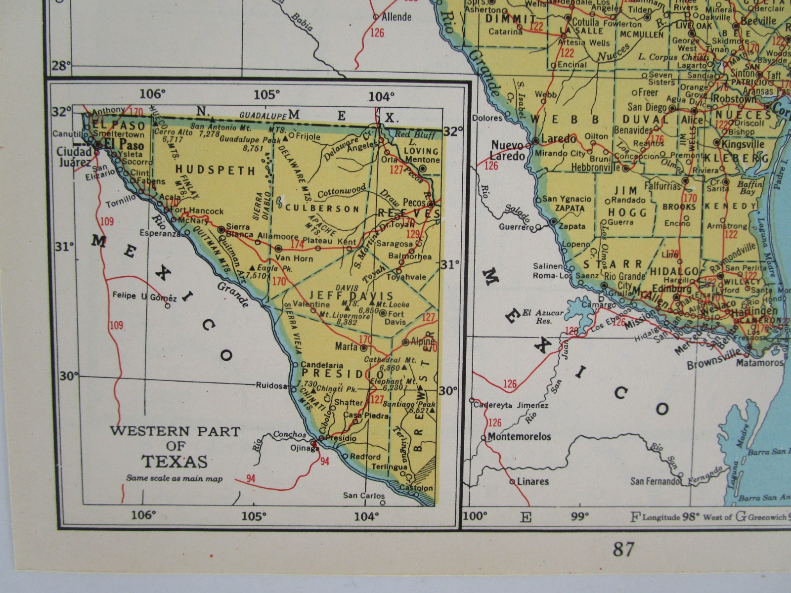 TX UT 1949 TEXAS RAILROAD Map NACOGDOCHES S’EASTRN RR or UTAH 1940s Post WWII