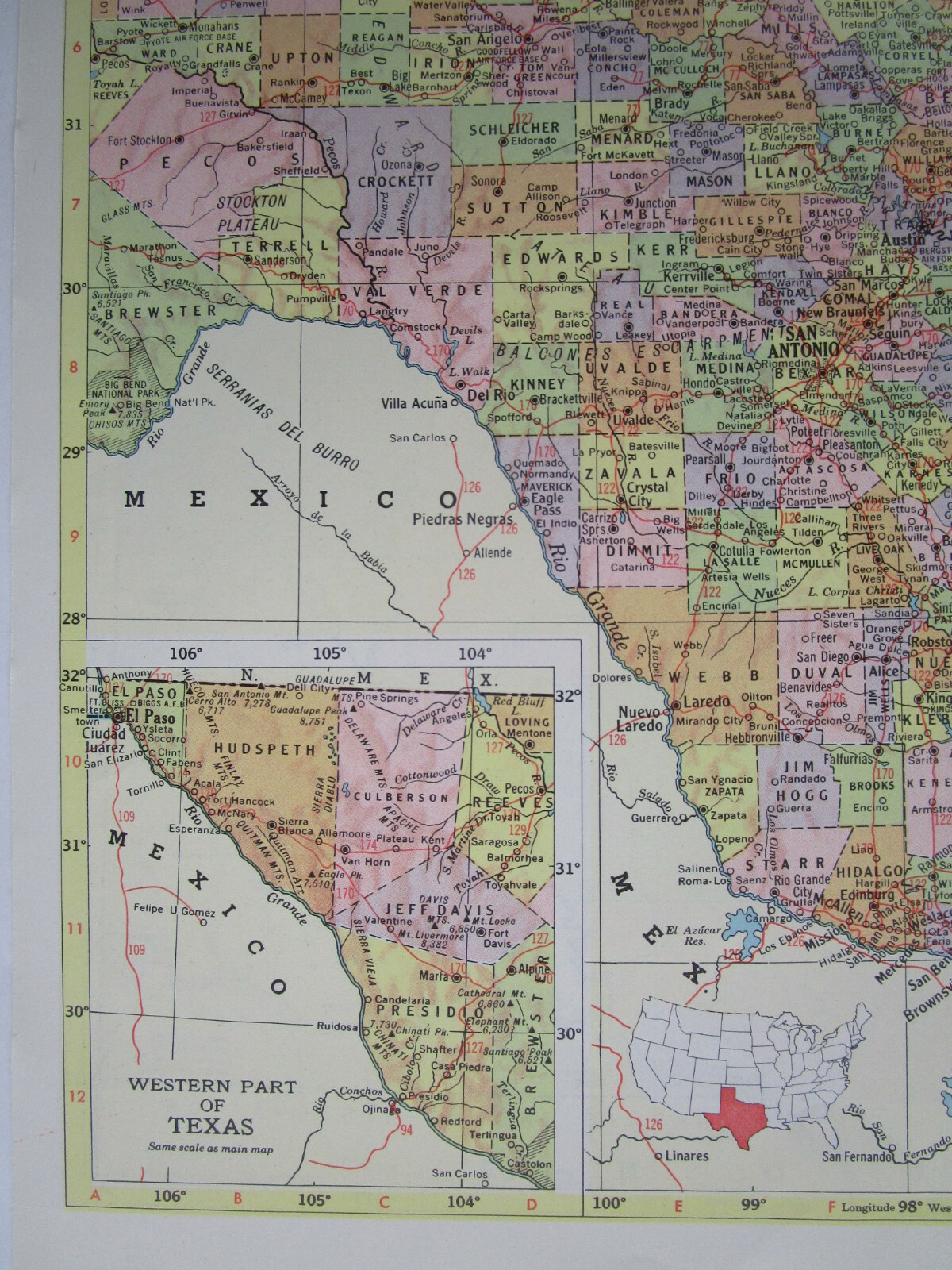 TX UT 1958 TEXAS RAILROAD MAP. PARIS & MT PLEASANT RR ~or~ UTAH 1950s