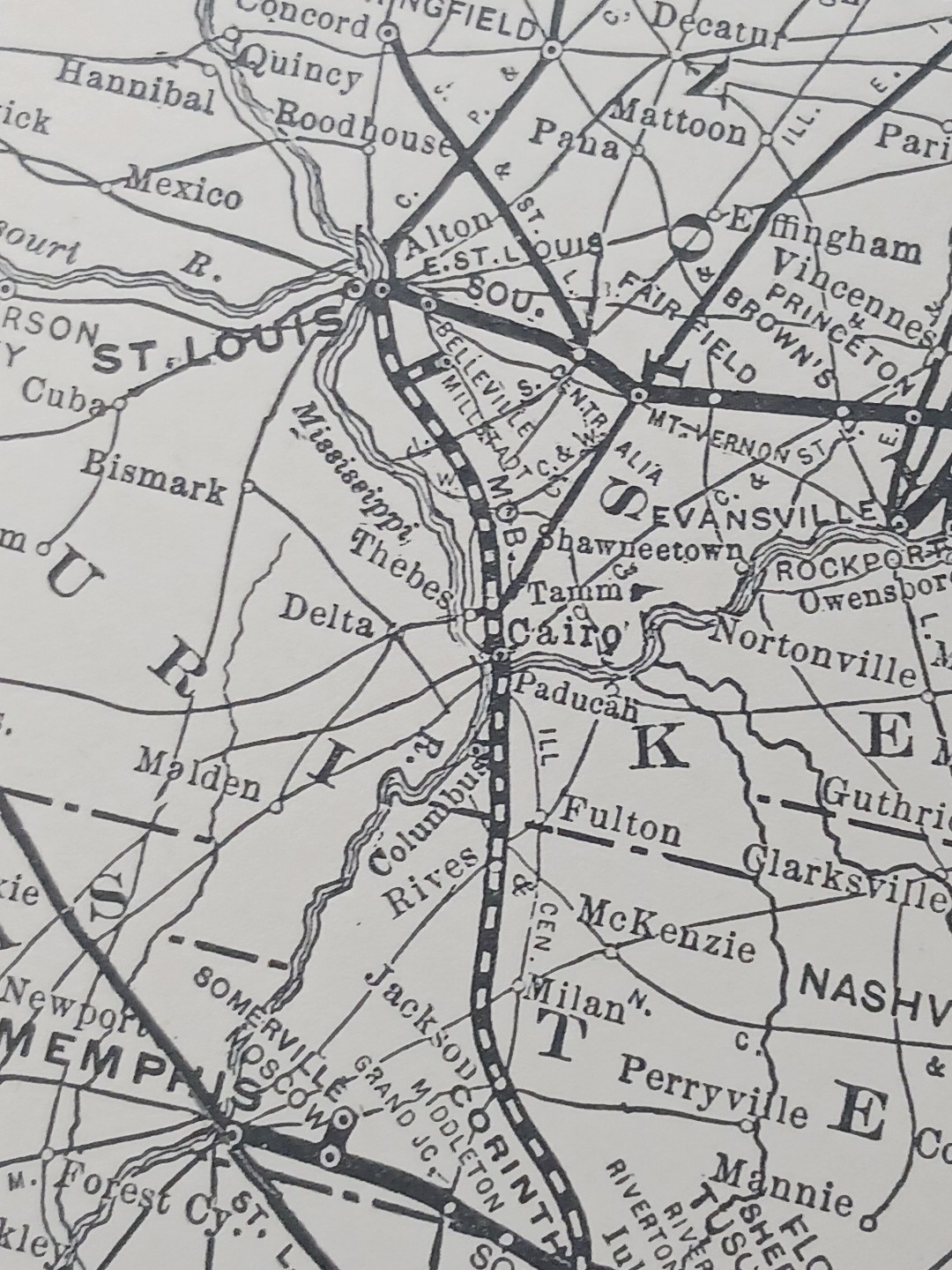 1905 Dated Train Route Map SOUTHERN RAILWAY SYSTEM all Lines & Connections 11×9″