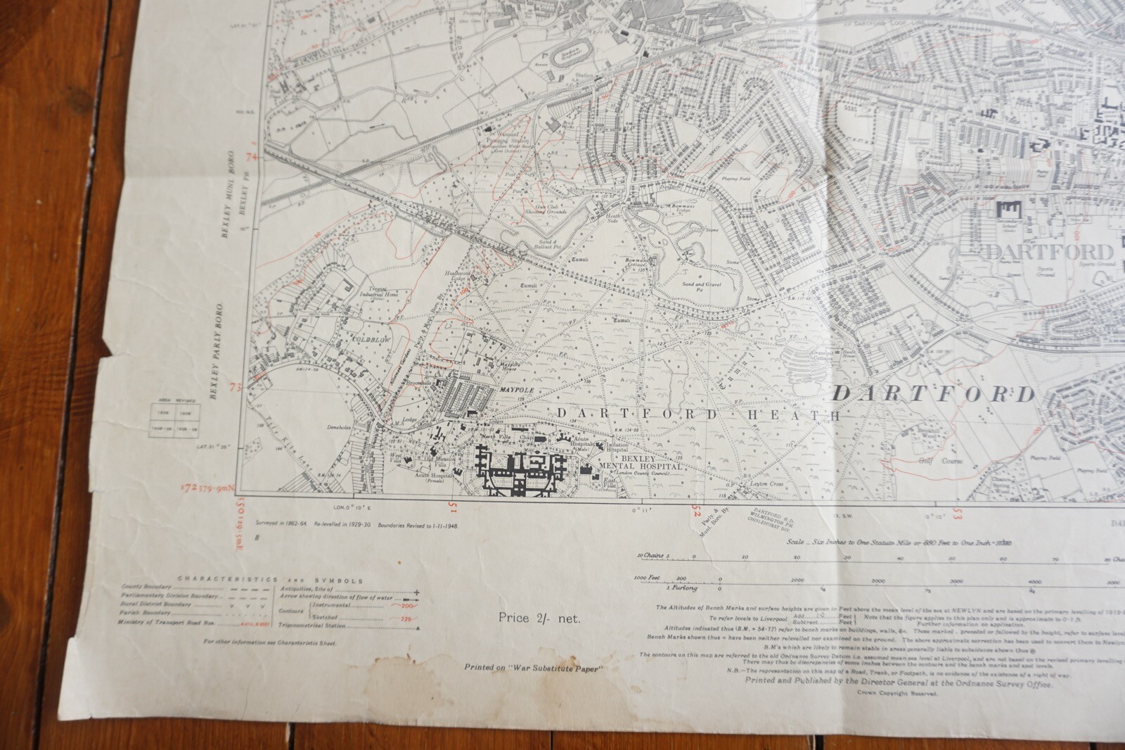1939 Dartford Crayford Kent Southern Railway OS Railway Map