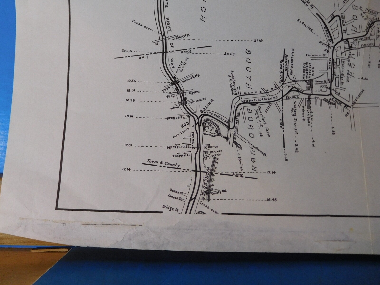 Map Boston & Worcester Street Railway System Reprint