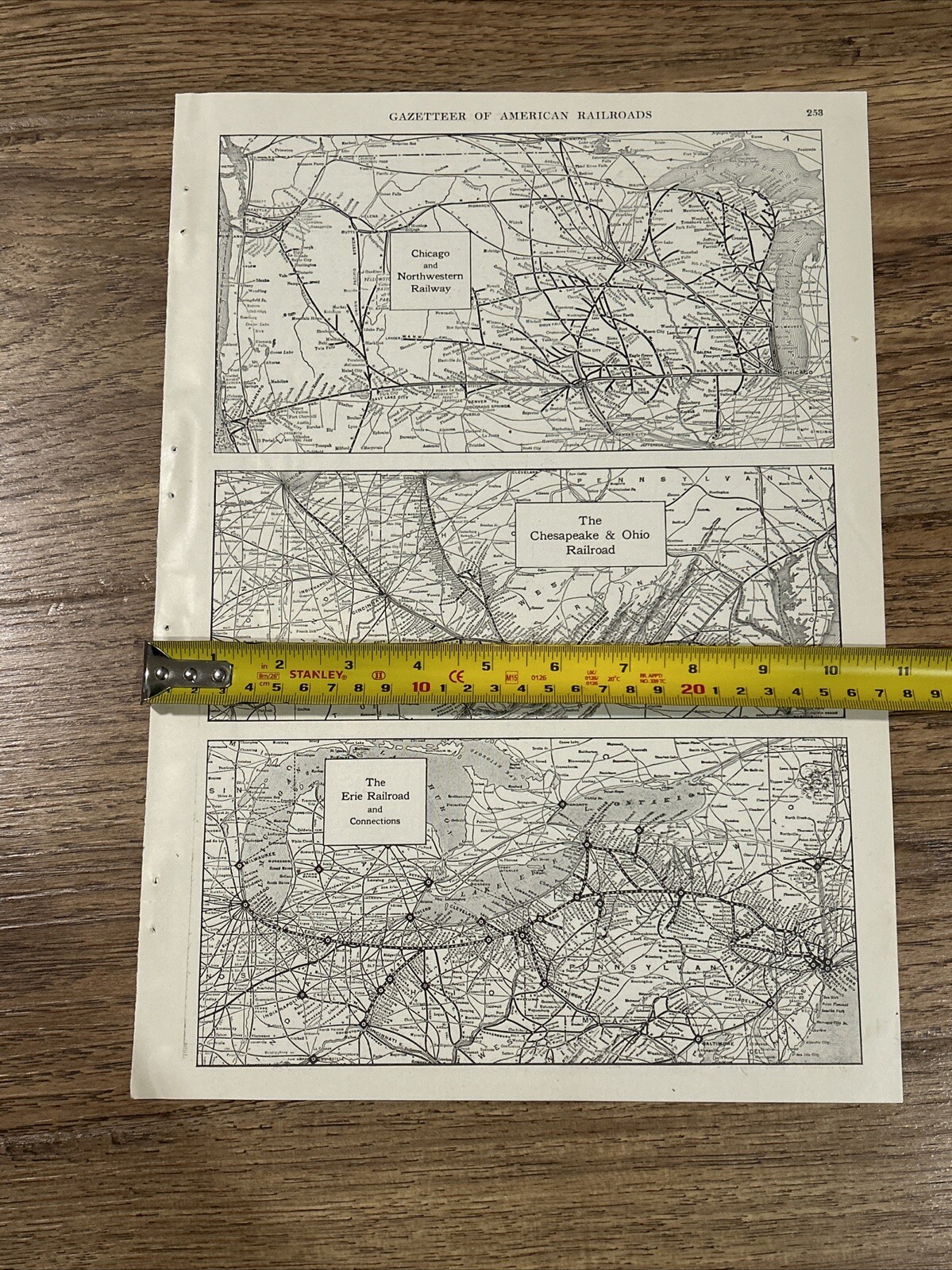 1917 Map Chicago Northwestern Chesapeake Ohio & Erie Railway Systems 15”x11”
