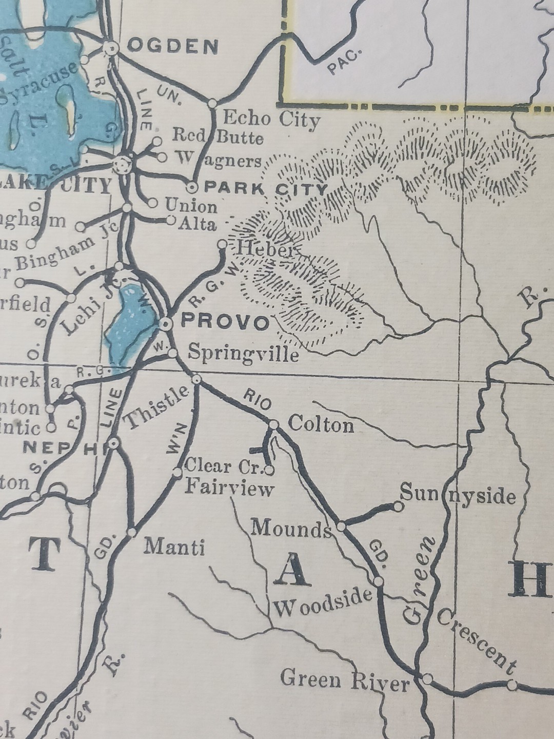 ~1904 Railroad Map UTAH Colorado ARIZONA New Mexico All Lines & Depots 11″x9″