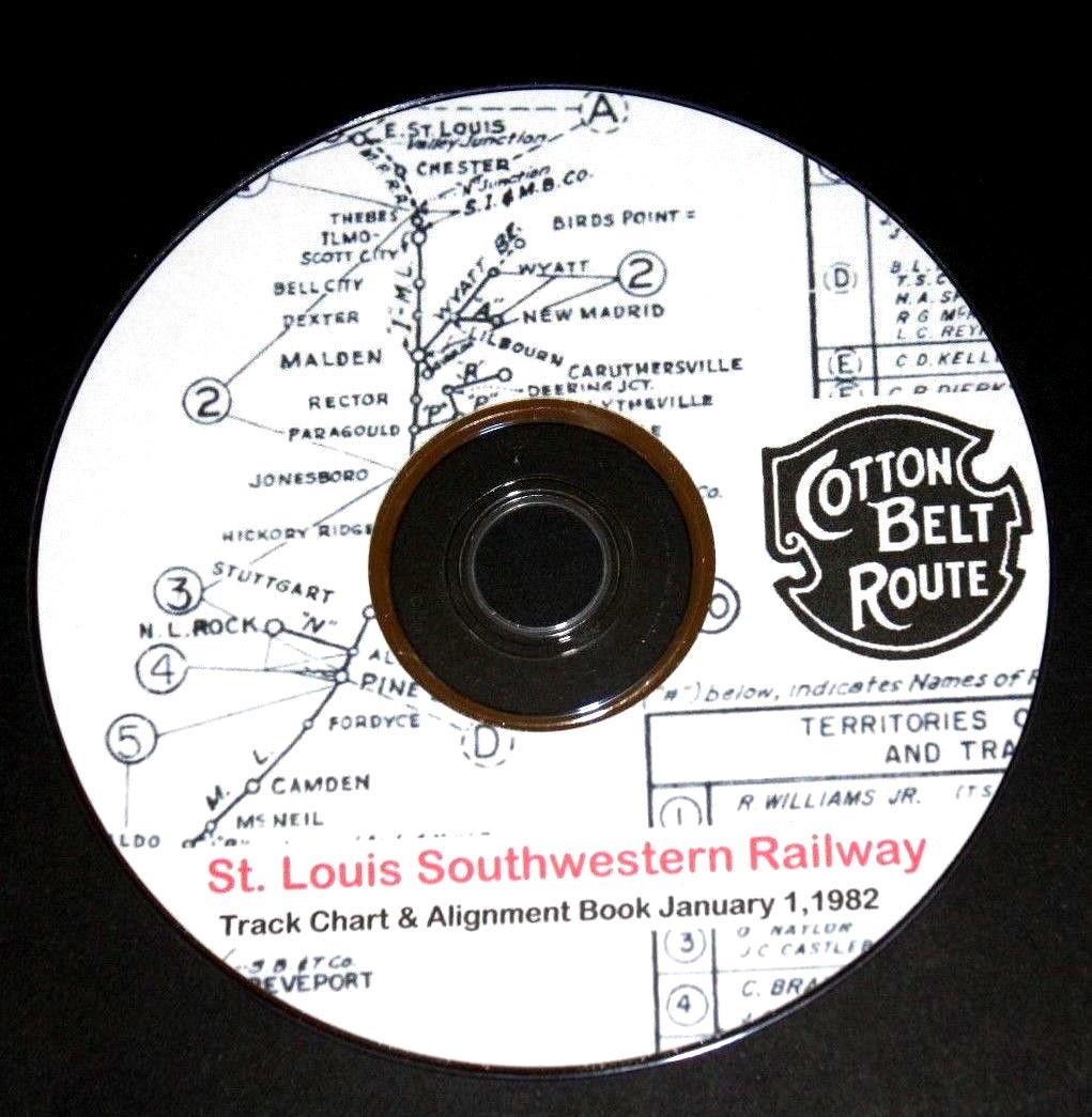 St Louis Southwestern Rwy (Cotton Belt) 1982 Track Chart PDF Pages on DVD