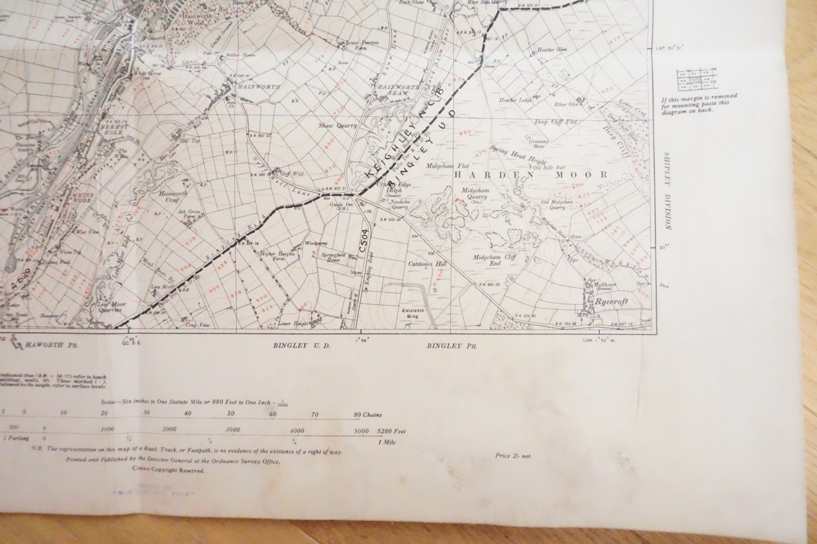 1938 Keighley Branshaw Moor Yorkshire LMS Railway OS Linen Map Ref 87**