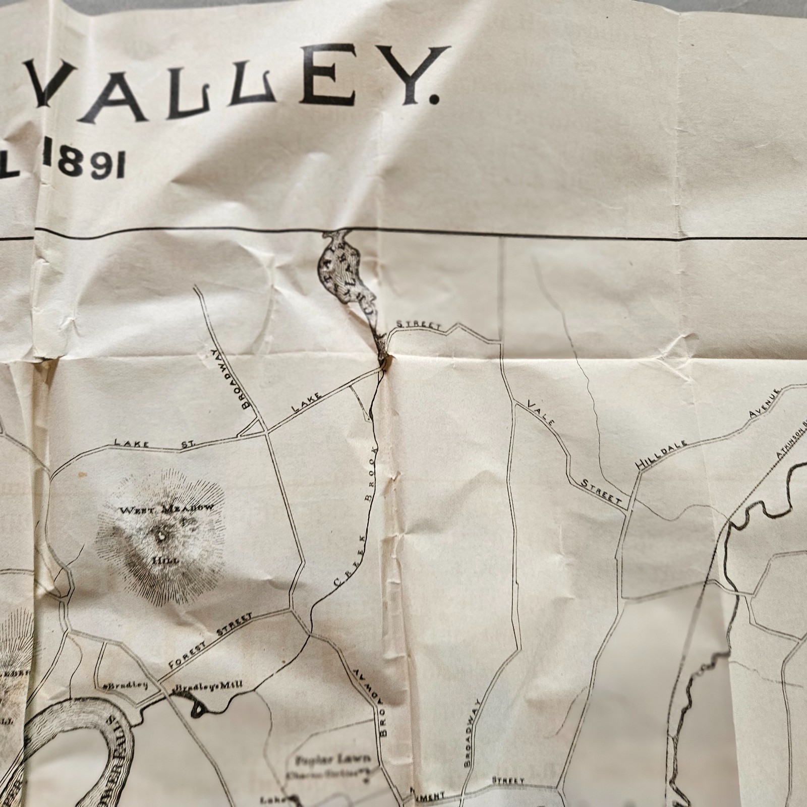Original 1891 Map Proposed Haverhill & Lawrence MA Railroad