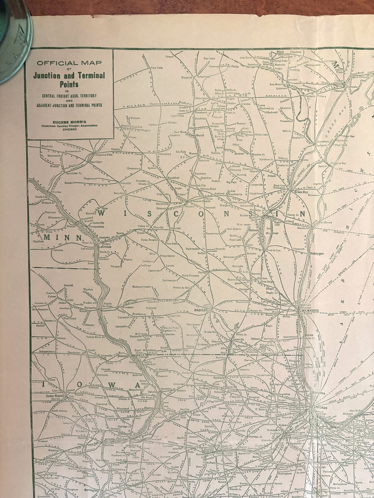 1923 Eugene Morris Railroad Map Central Frieight Assoc Junction Terminal Points
