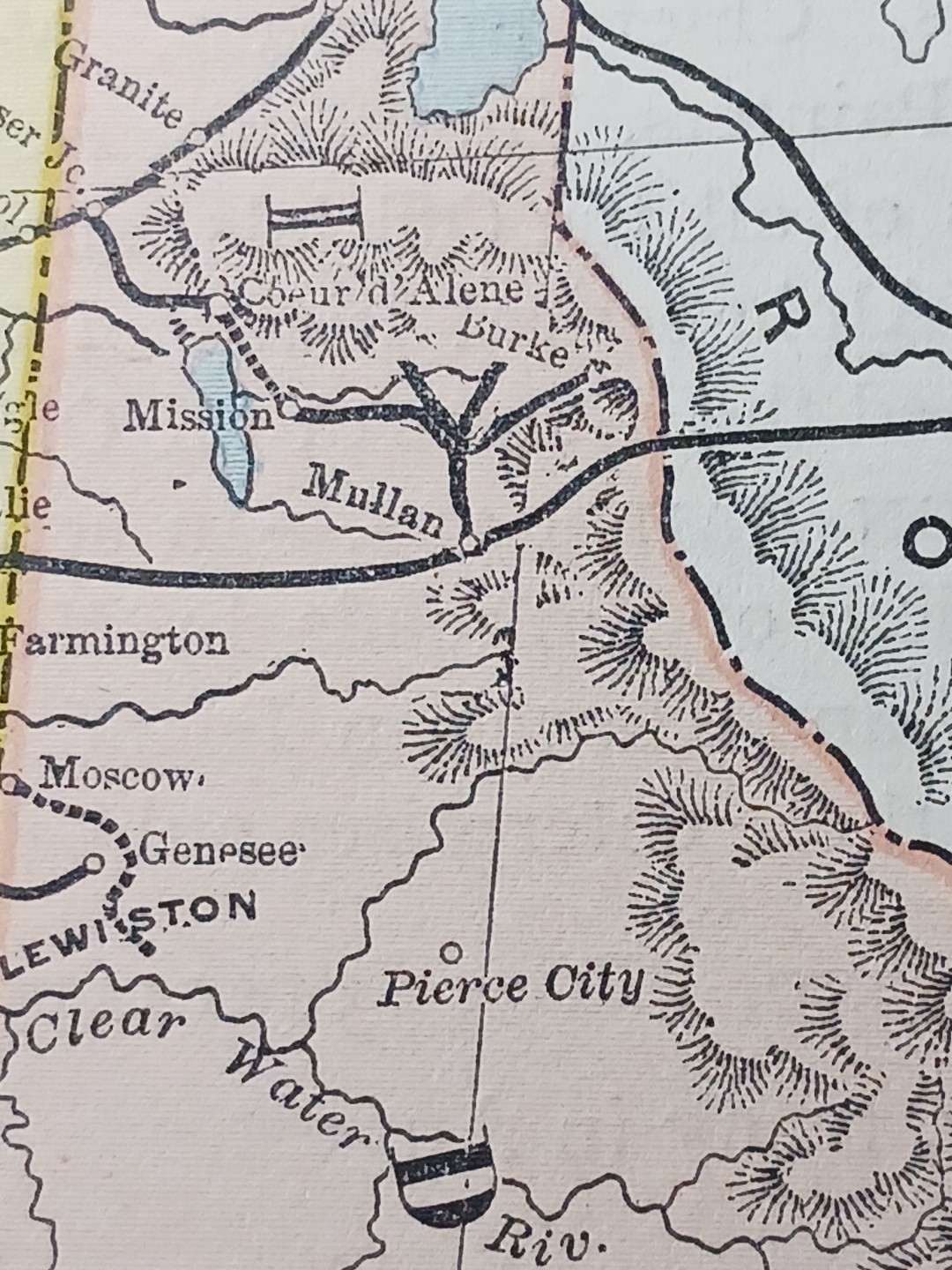 1892 Antique RAILROAD MAP Washington Oregon Utah Train Route Lines 9×11″ Color