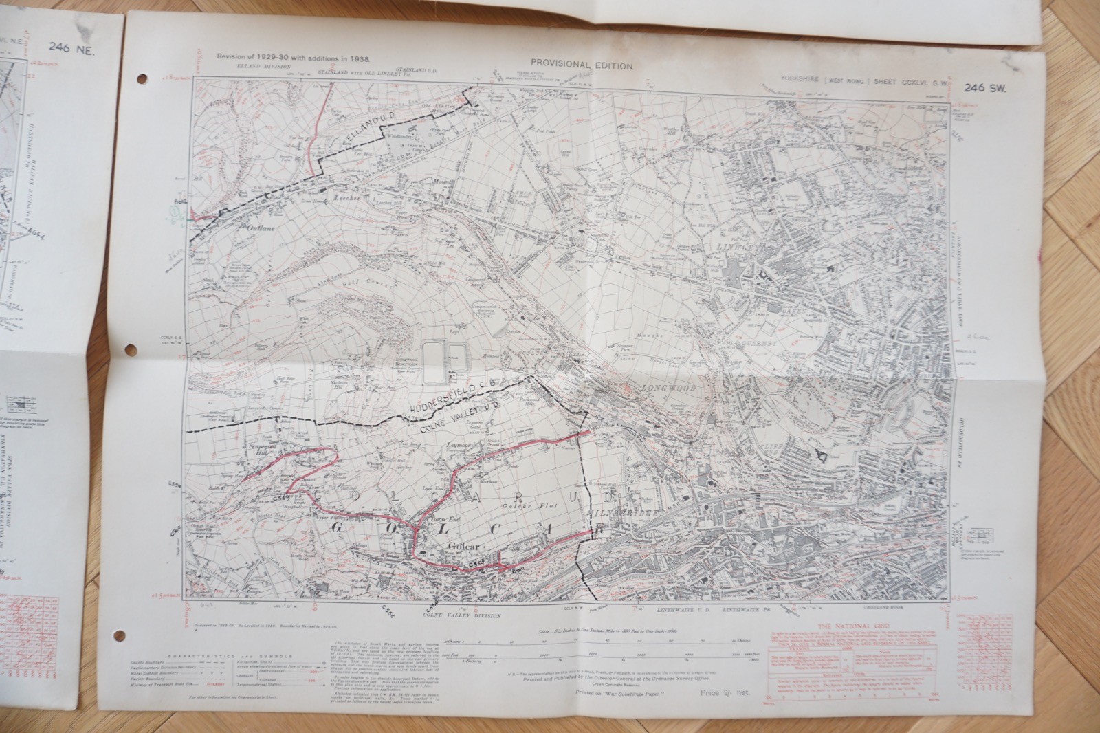 1908 & 1938 Yorkshire Area LNER LMS Railway OS Linen Map x4 Scammond Elland