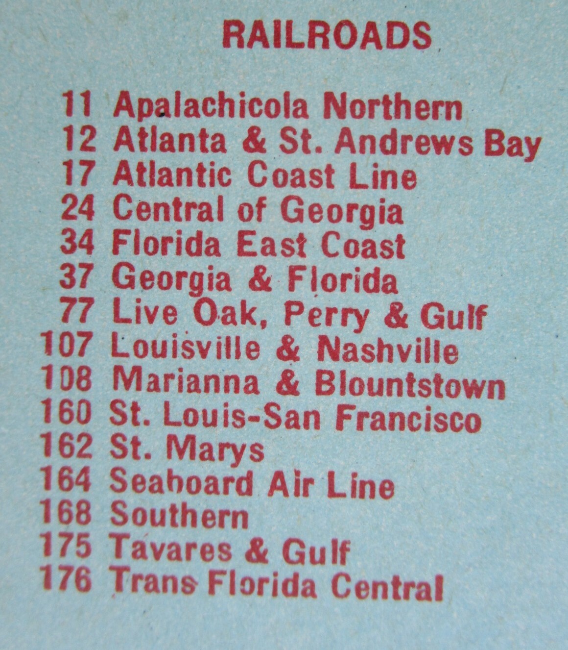 FL GA Vtg 1951 FLORIDA RAILROAD Map.MARIANNA & BLOUNTSTOWN RR ~or~ GEORGIA
