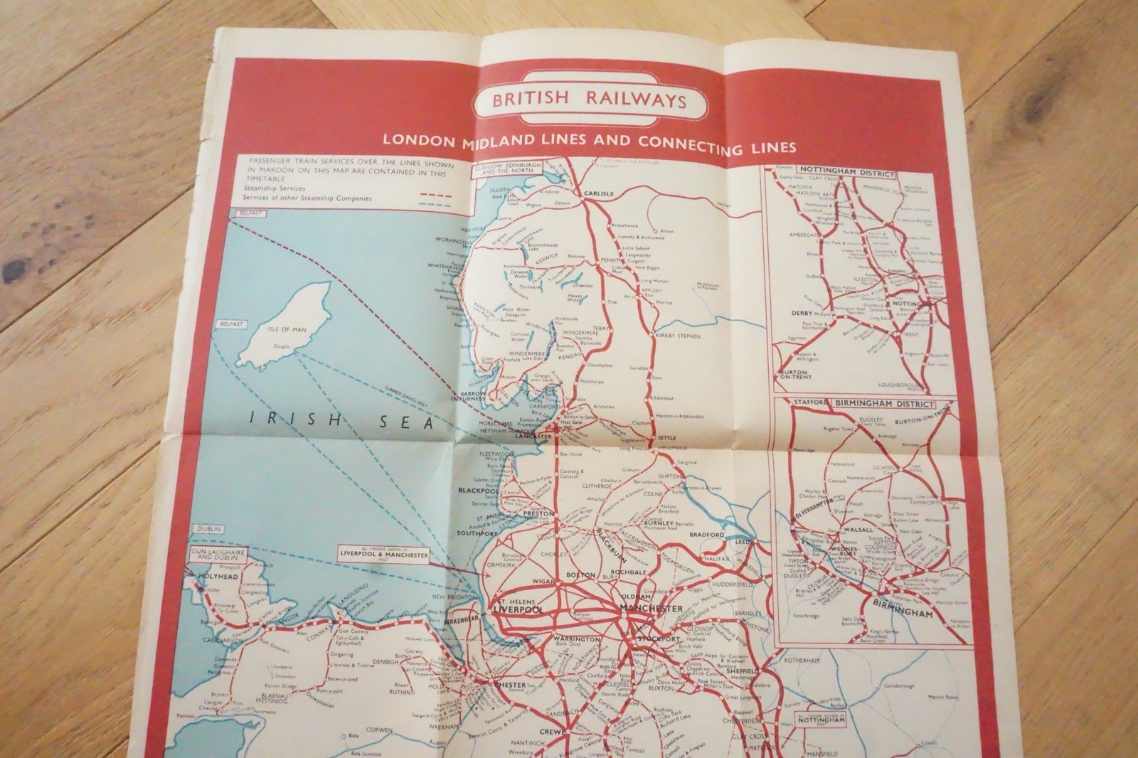 March 1960 British Rail London Midland Region Passenger Network Railway Map