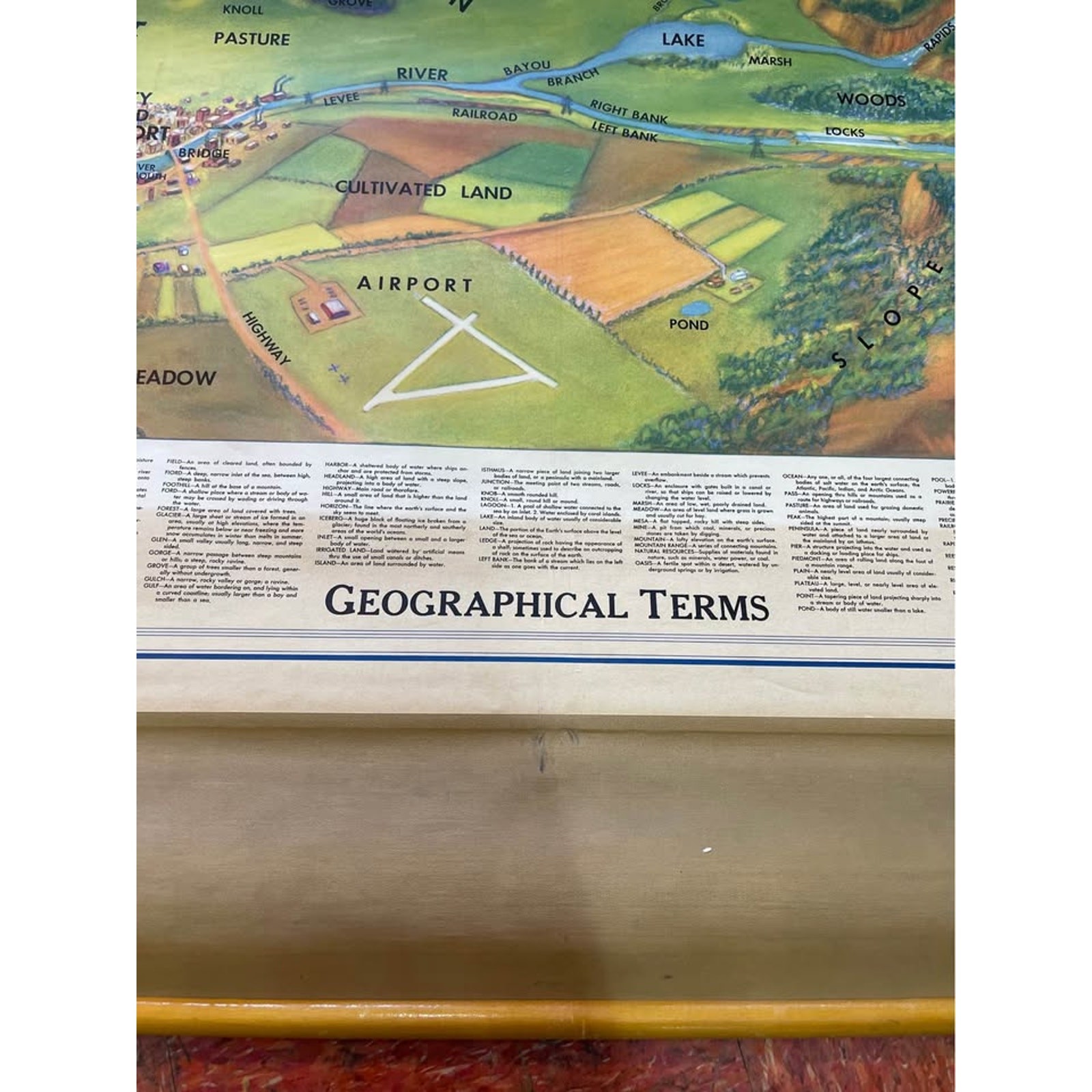 Large school map with geological terms made in 1967