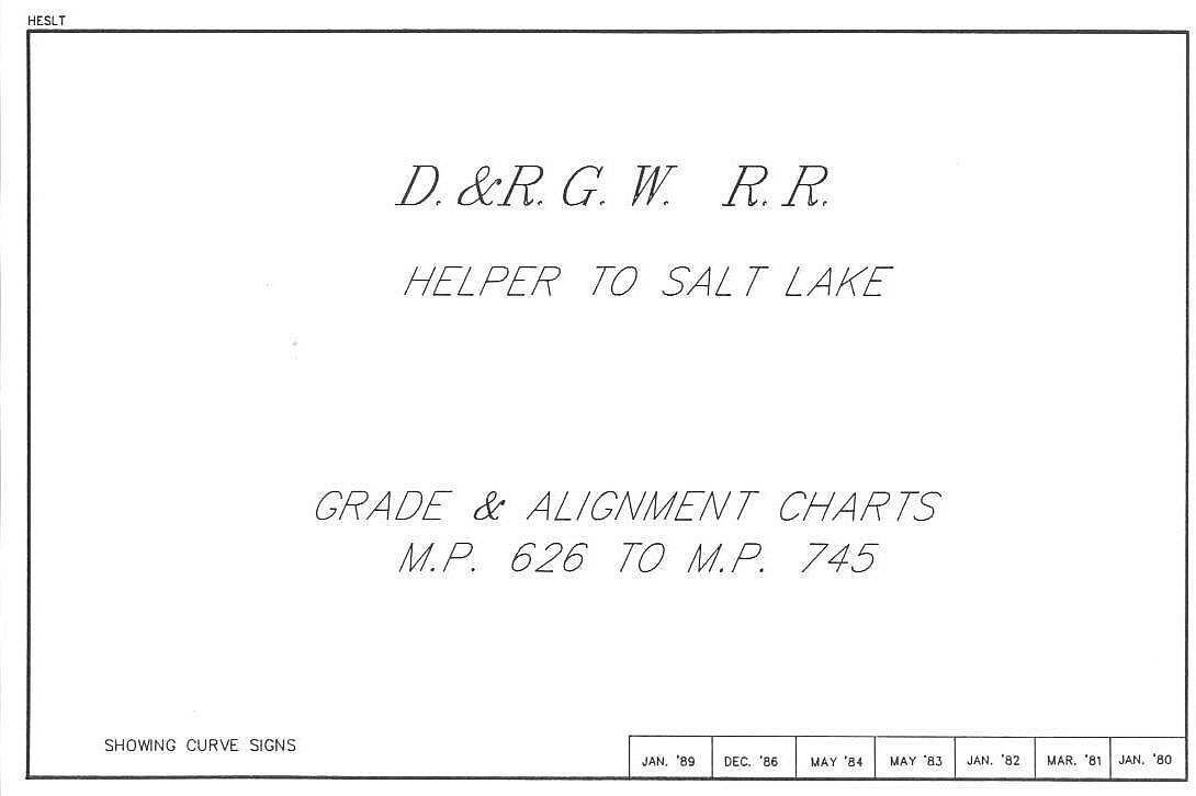 Denver & Rio Grande Western 1989 Helper to Salt Lake Track Chart PDFPages on DVD