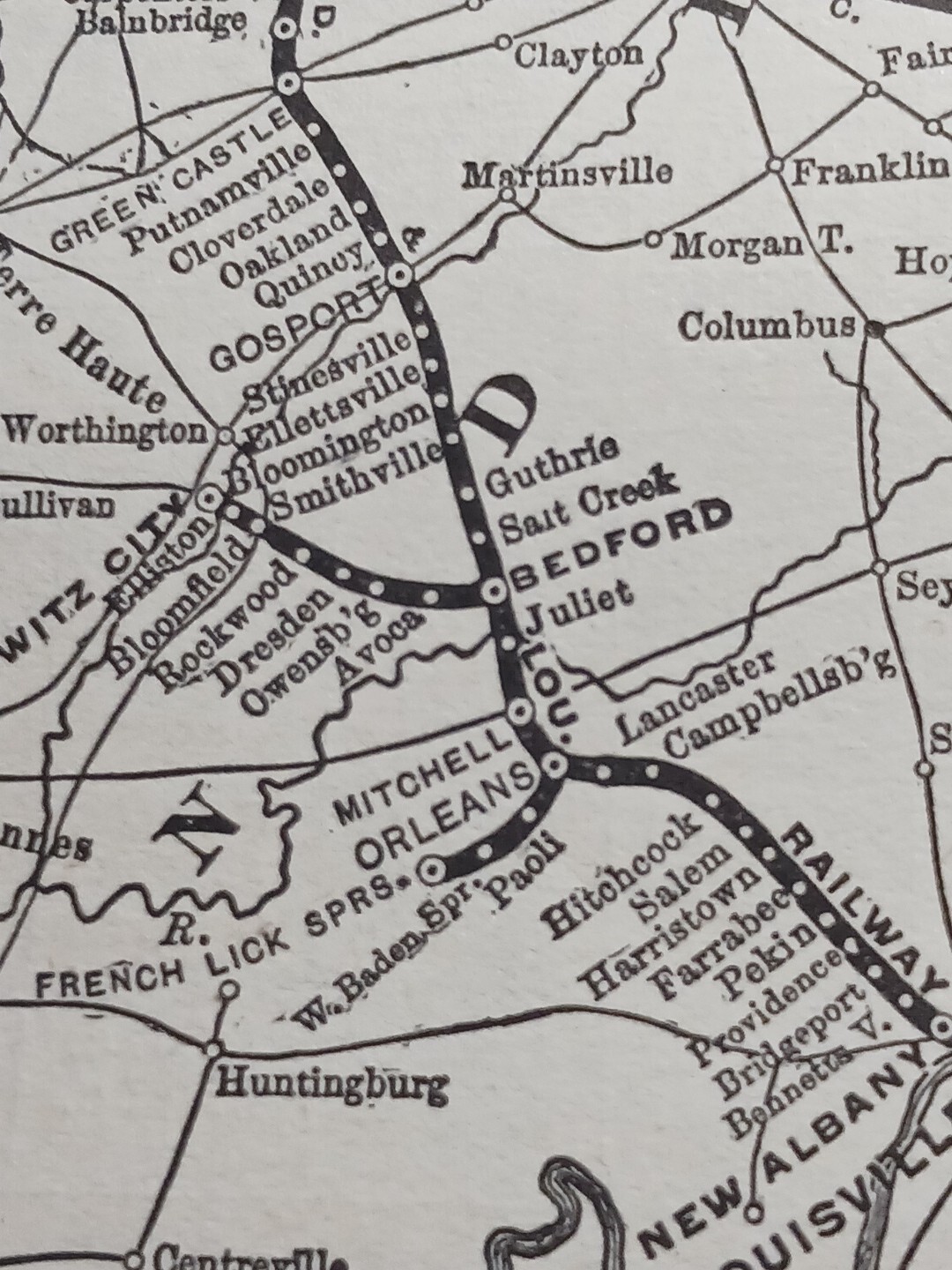 1902 Train Route Map CHICAGO INDIANAPOLIS & LOUISVILLE RAILWAY railroad Stations