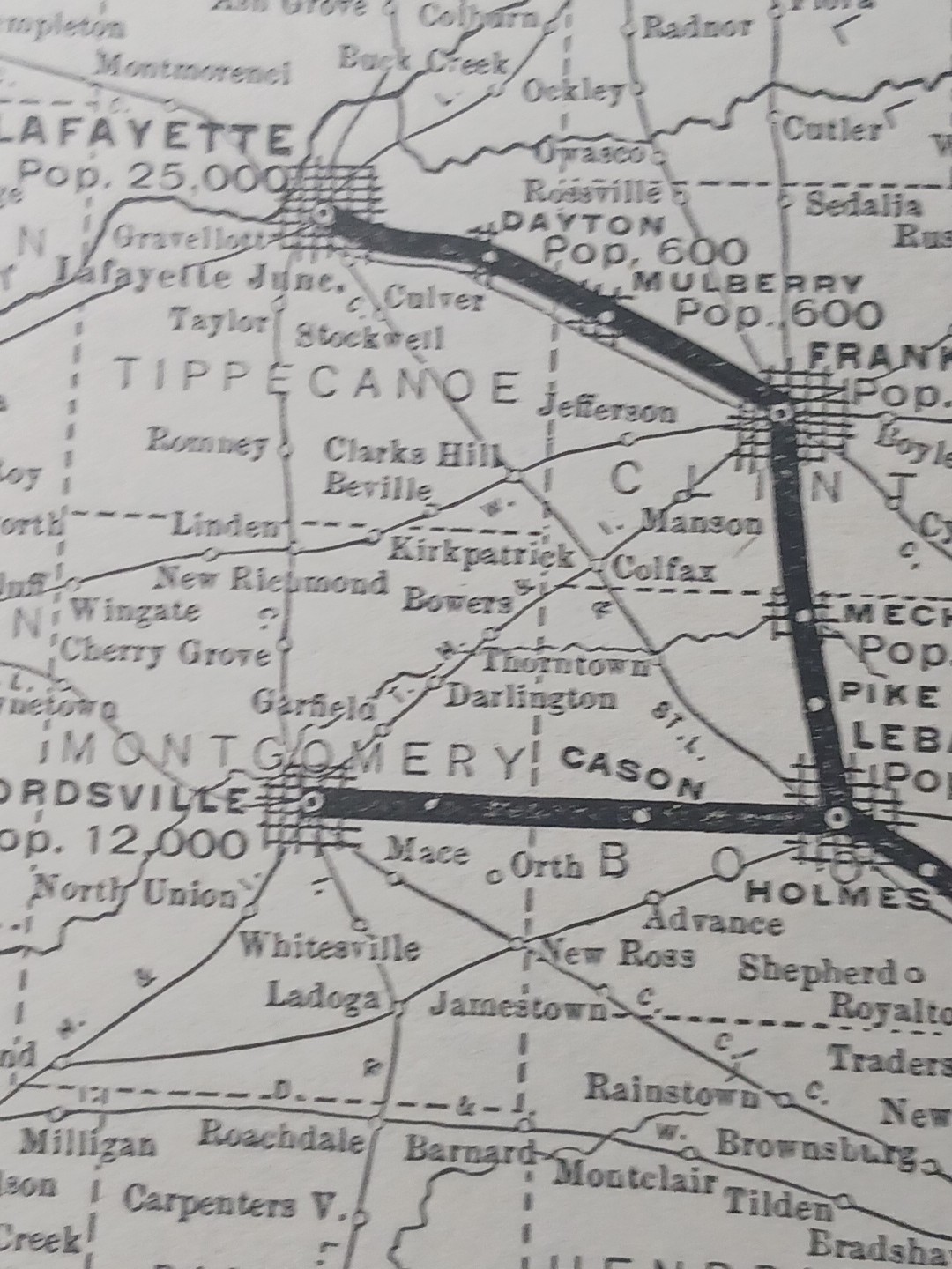 ~1904 RARE Railroad Map INDIANAPOLIS & NORTHWESTERN TRACTION CO Trolley Routes