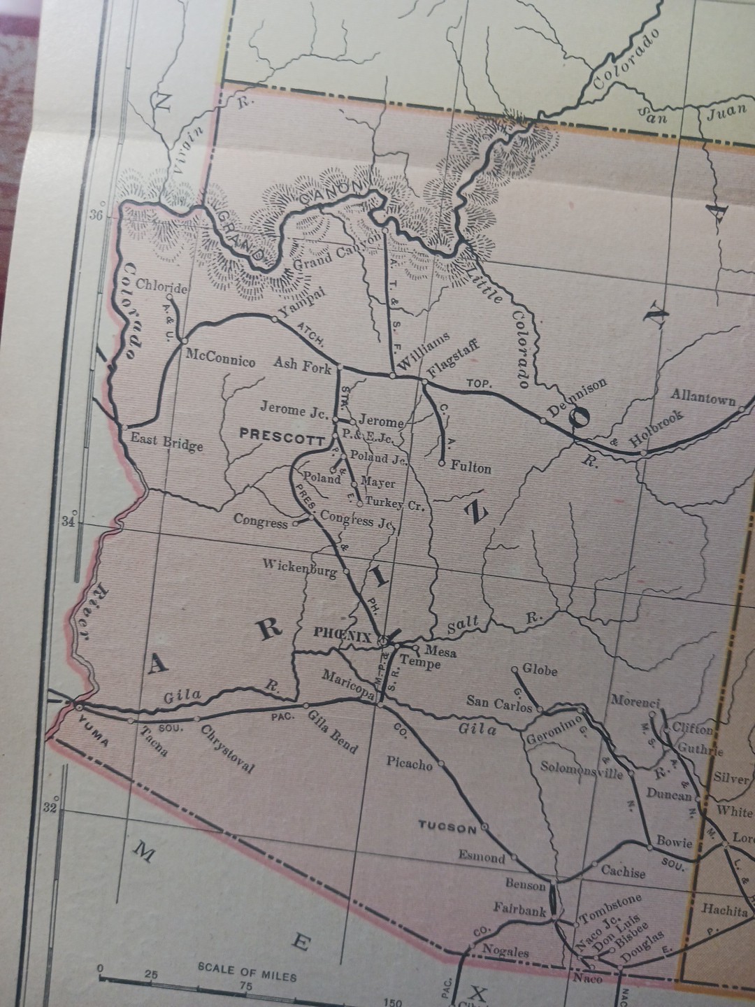 ~1904 Railroad Map UTAH Colorado ARIZONA New Mexico All Lines & Depots 11″x9″