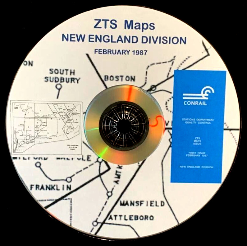 Conrail 1987 New England Division V2 Zone-Track-Spot “ZTS” Maps PDF Pages on DVD