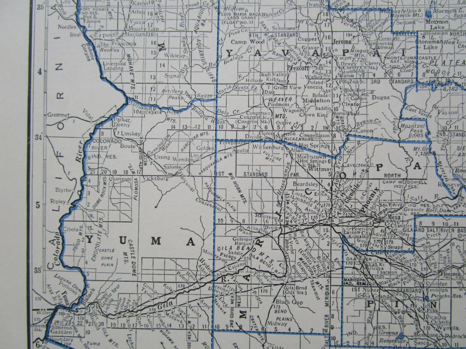 AZ AL GREAT DEPRESSION era 1931 ARIZONA RAILROAD Map NACOZARI RR or ALABAMA