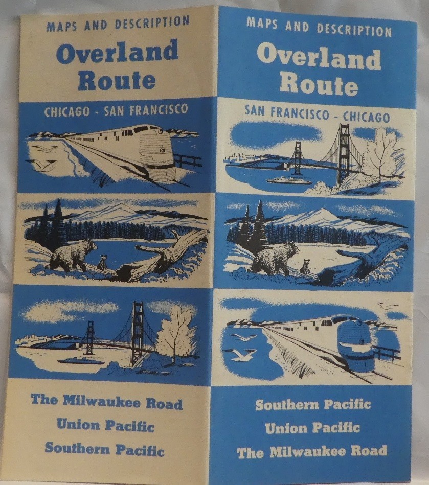Railroad Map Union Pacific, Southern Pacific, Milwaukee Rd Overland Route 1957