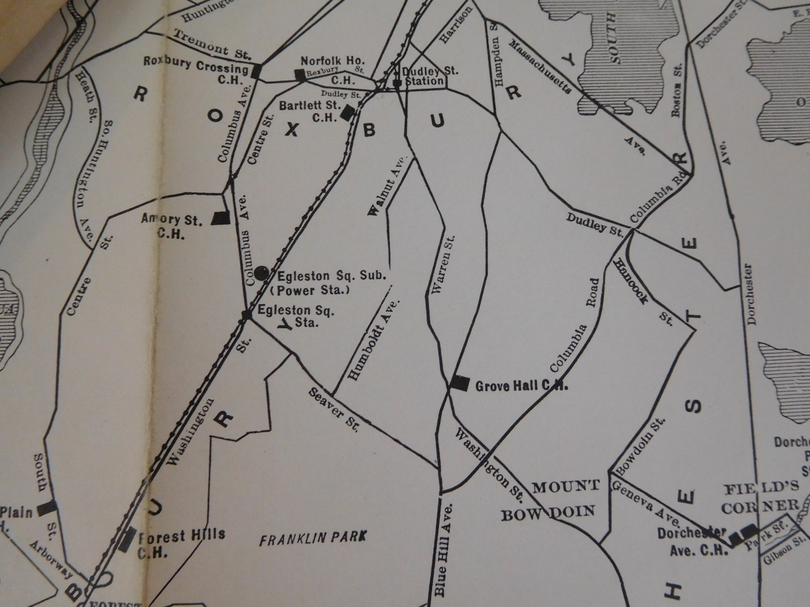 Map Boston Elevated Railway Co. 1910 Approx 20.5 X 16 inches