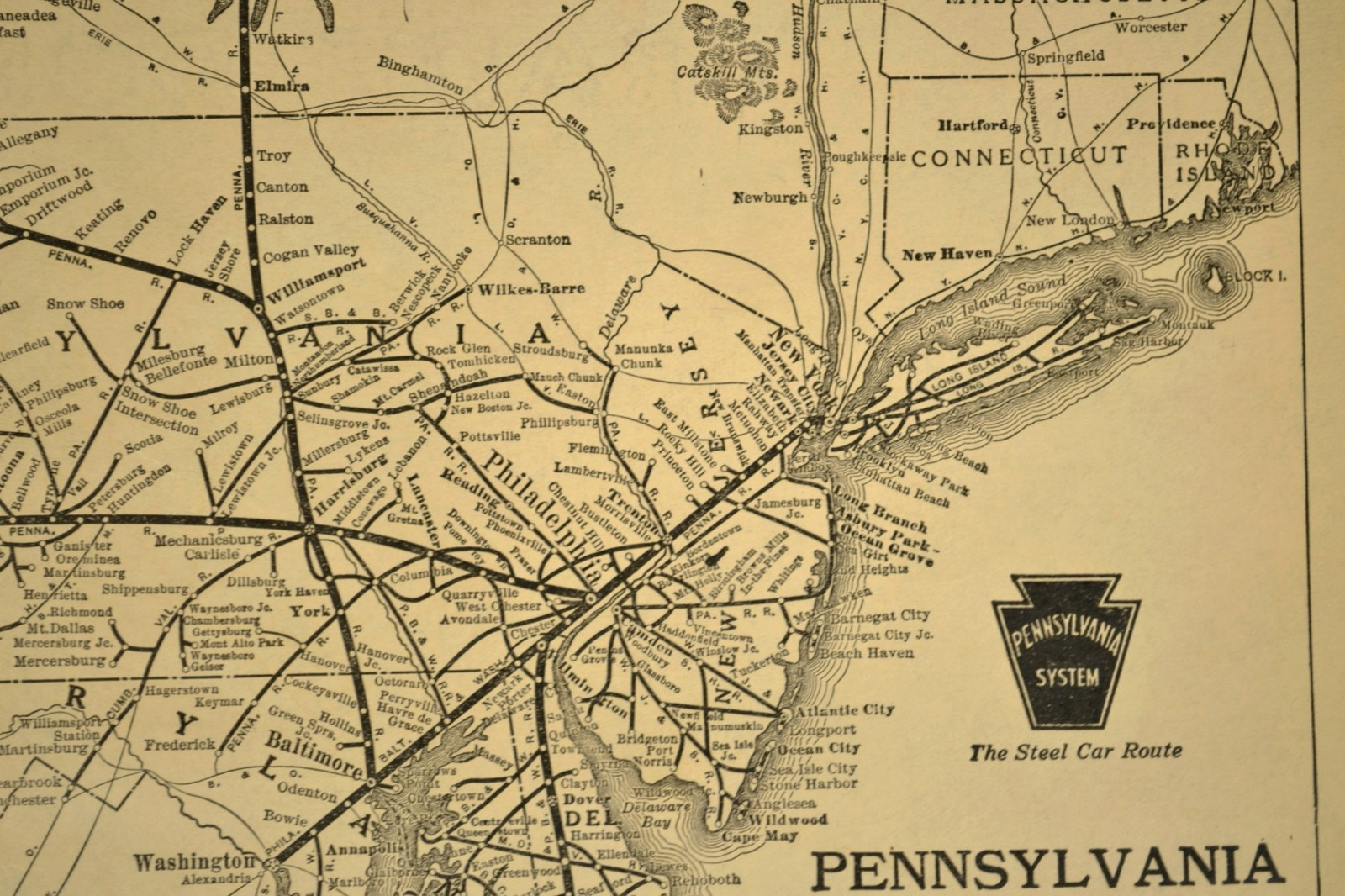 Vintage Pennsylvania Railroad Map PRR Railway System Old Original Antique