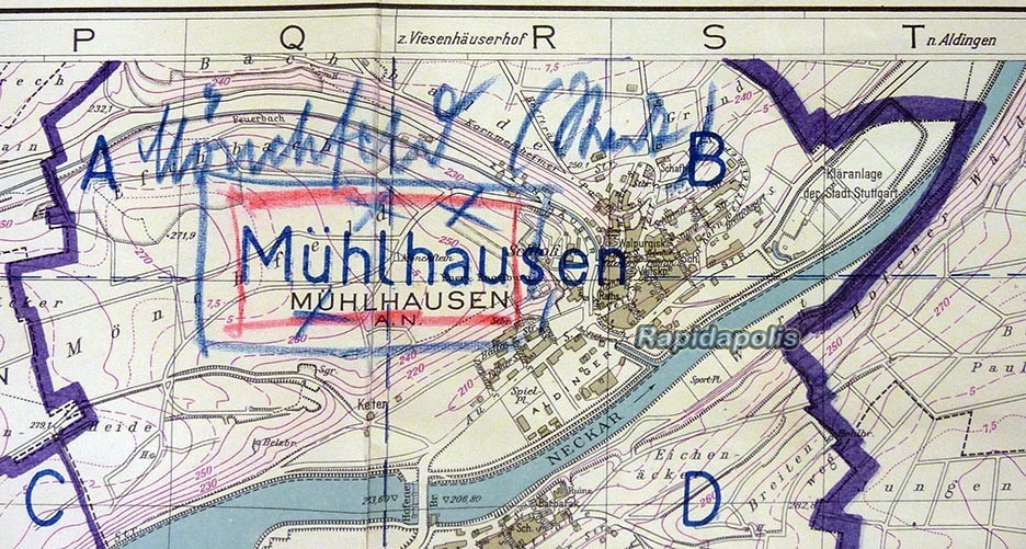 Original Official 1942 German CITY GOVERNMENT MAP OF STUTTGART ~ very rare