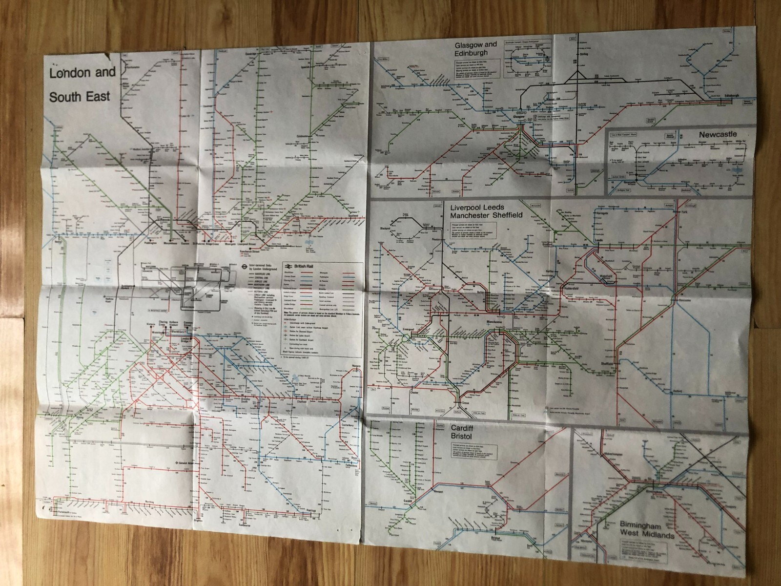 Two British Rail Passenger Network fold-out maps; 1984-85 & 1986-87