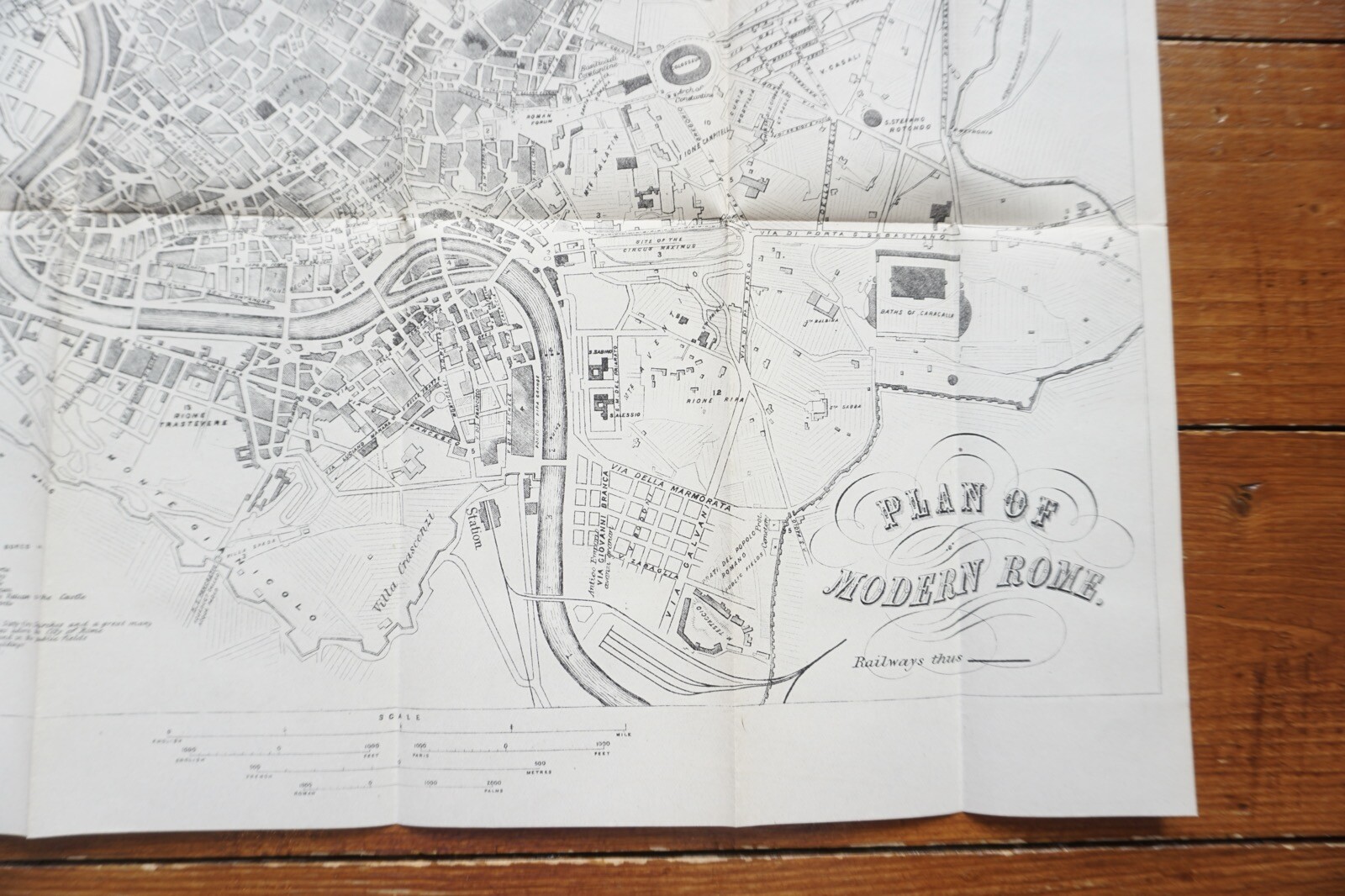 1899 Bradshaws Map of Rome Italy Original Railway Map