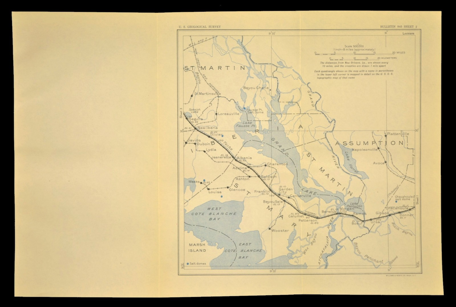 Southern Pacific Railroad Map New Iberia Louisiana Franklin Patterson Jeanerette