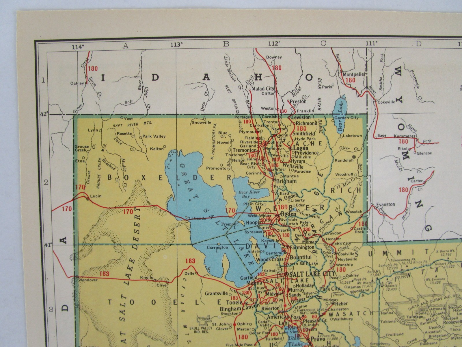 TX UT 1949 TEXAS RAILROAD Map NACOGDOCHES S’EASTRN RR or UTAH 1940s Post WWII