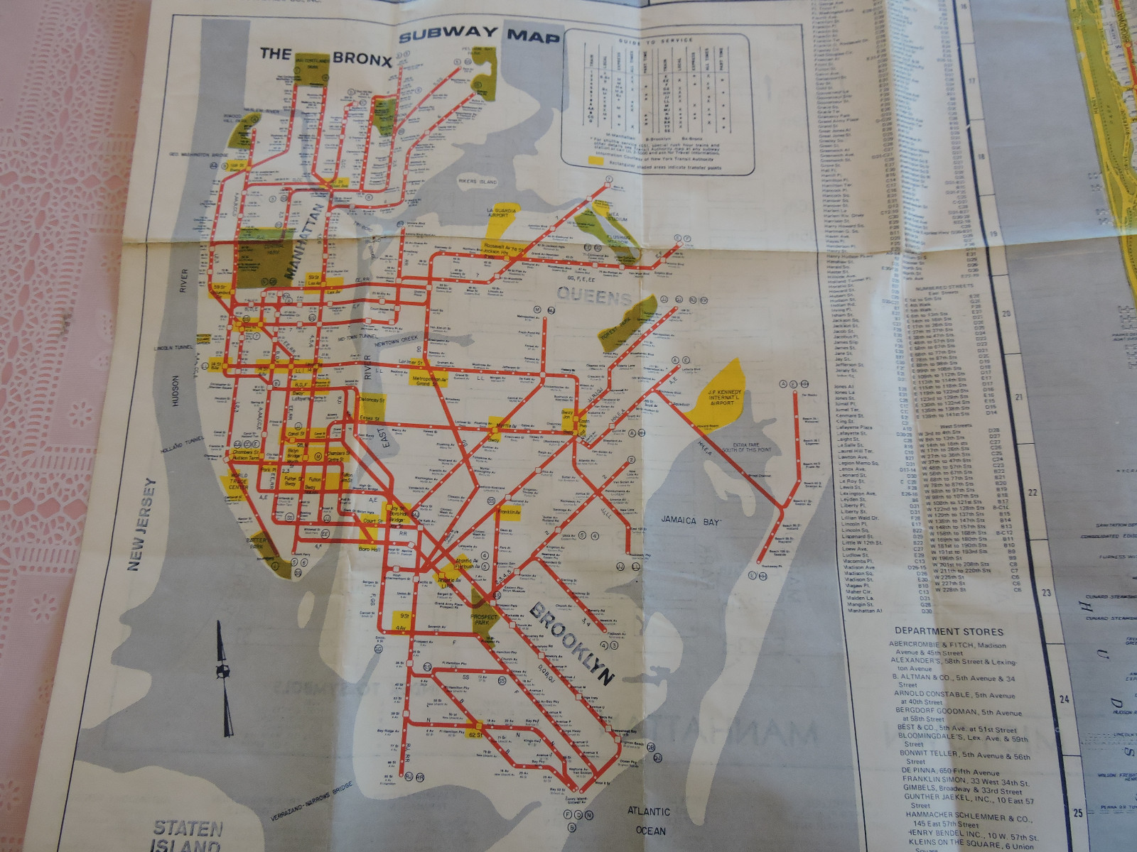 RARE ~ Foldout 1955 Transit New York City Subway Street Map NYC Bus IRT Brooklyn