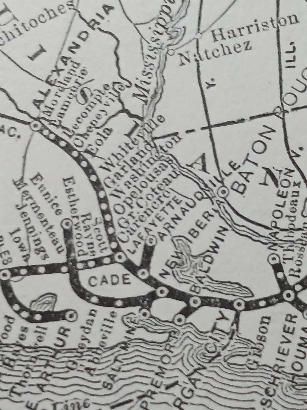 1906 Railroad Route Map SOUTHERN PACIFIC SYSTEM Atlantic Texas Louisiana Train