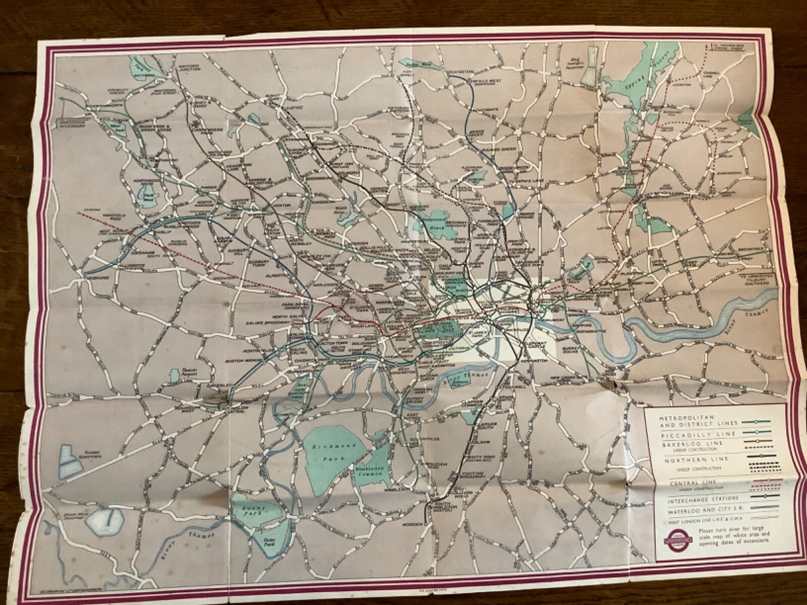 London Underground Map No 2, 1939 (24ins x 17.5ins)