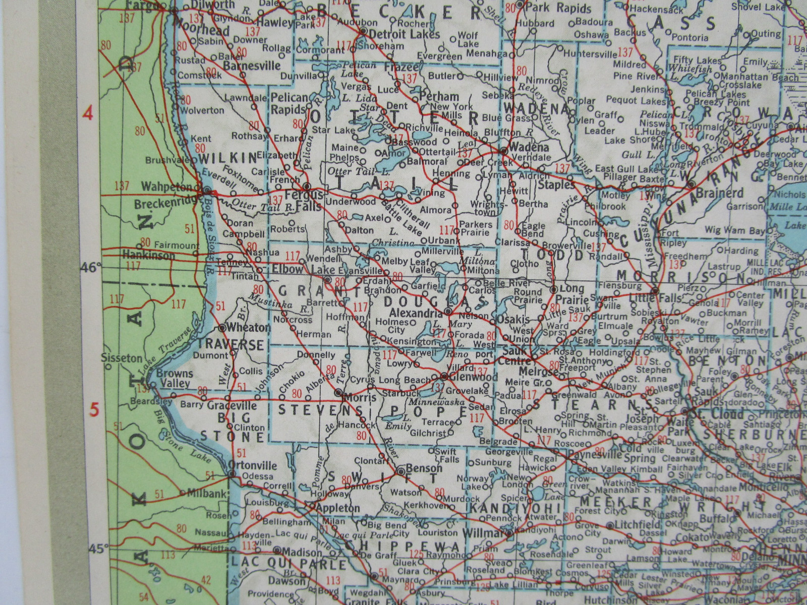 MN MI 1951 MINNESOTA RAILROAD Map DULUTH, SOUTH SHORE, & ATLANTIC RR or MICHIGAN