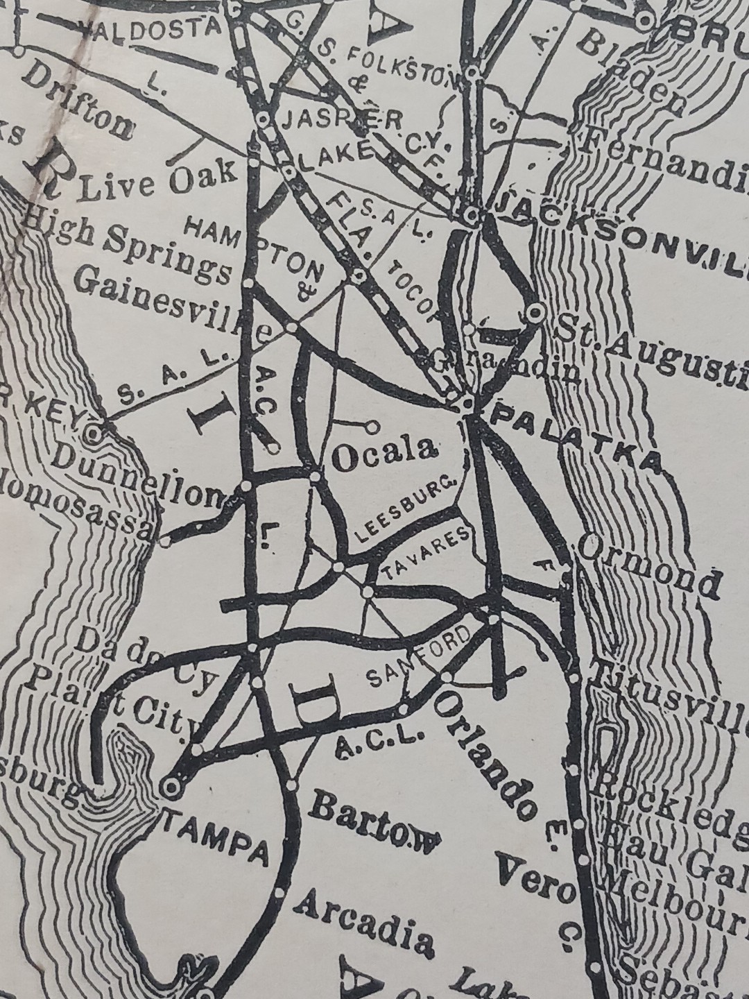 1905 Dated Train Route Map SOUTHERN RAILWAY SYSTEM all Lines & Connections 11×9″