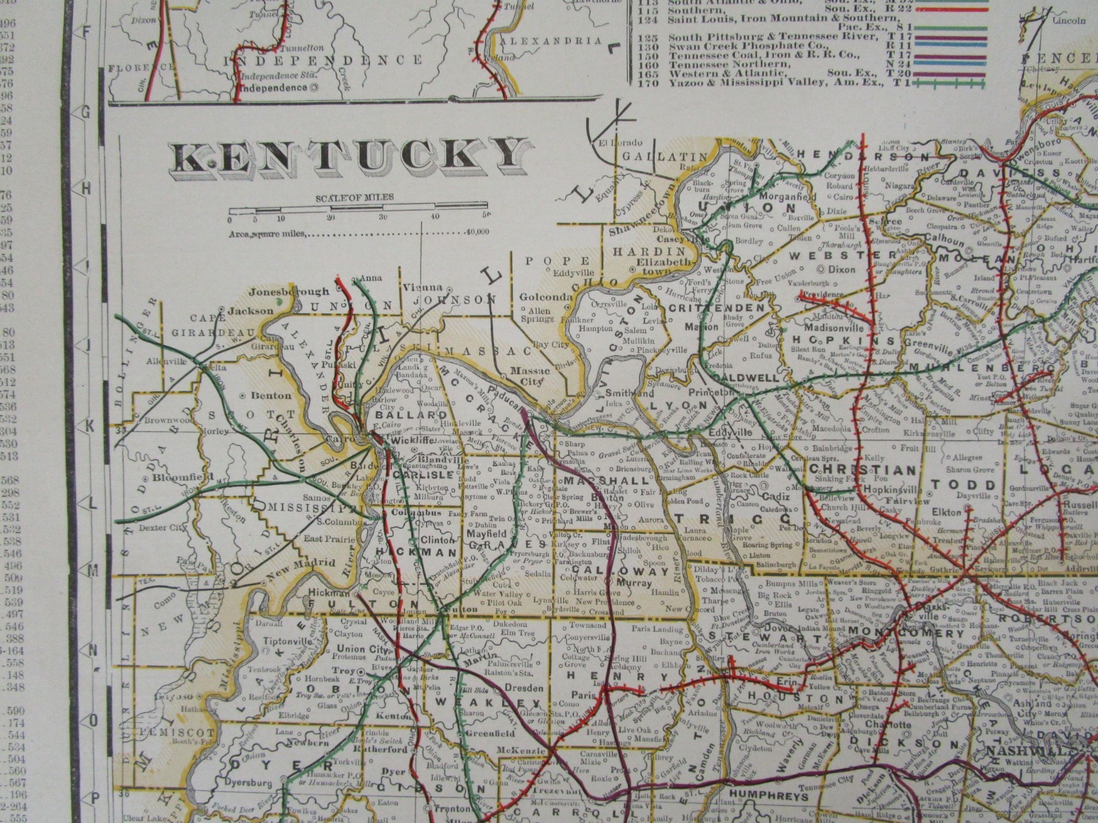 KY TN 1898 FULL STATES KENTUCKY & TENNESSEE Cram RAILROAD Map. JELLICO BIRD EYE