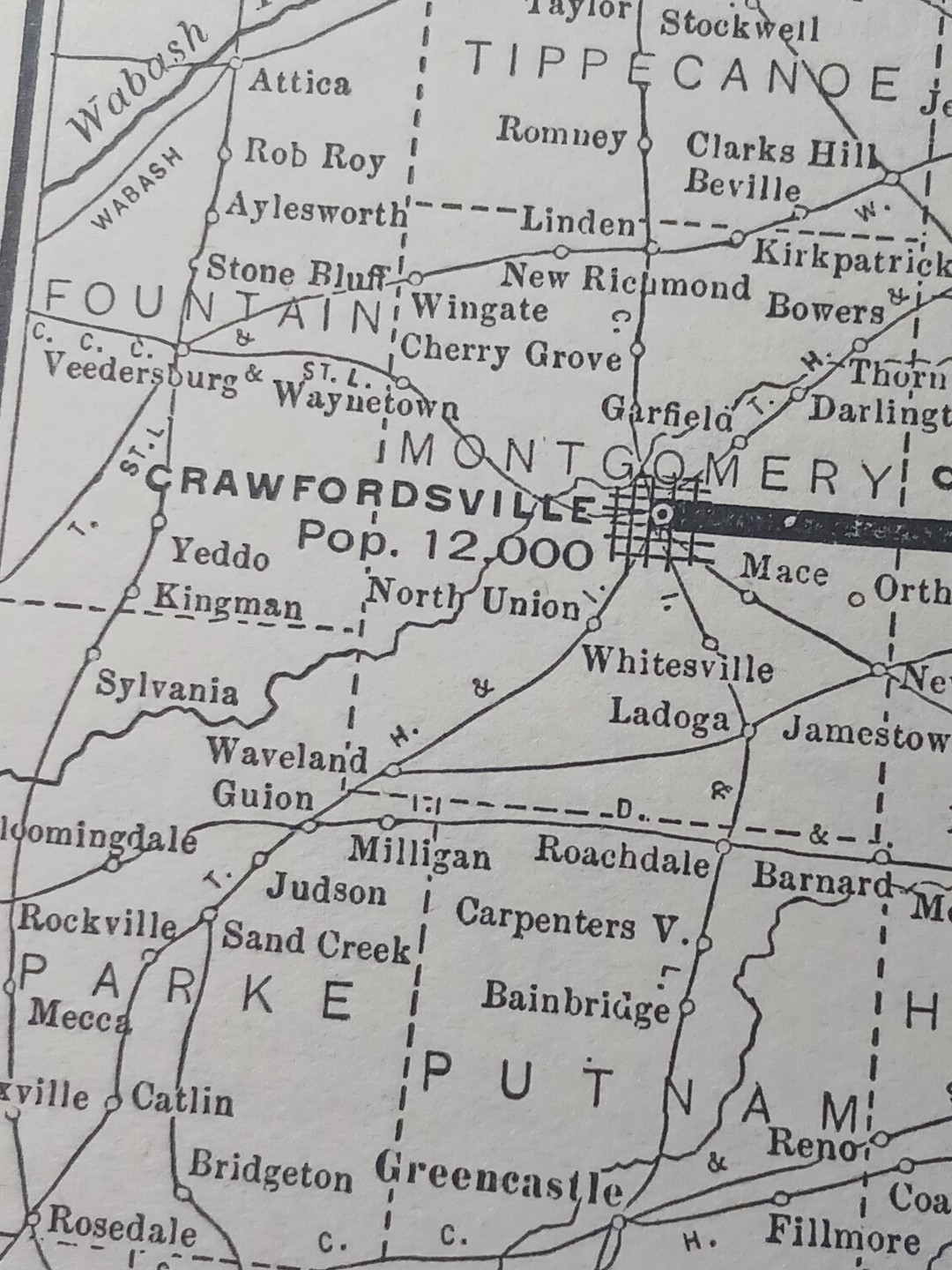 ~1904 RARE Railroad Map INDIANAPOLIS & NORTHWESTERN TRACTION CO Trolley Routes