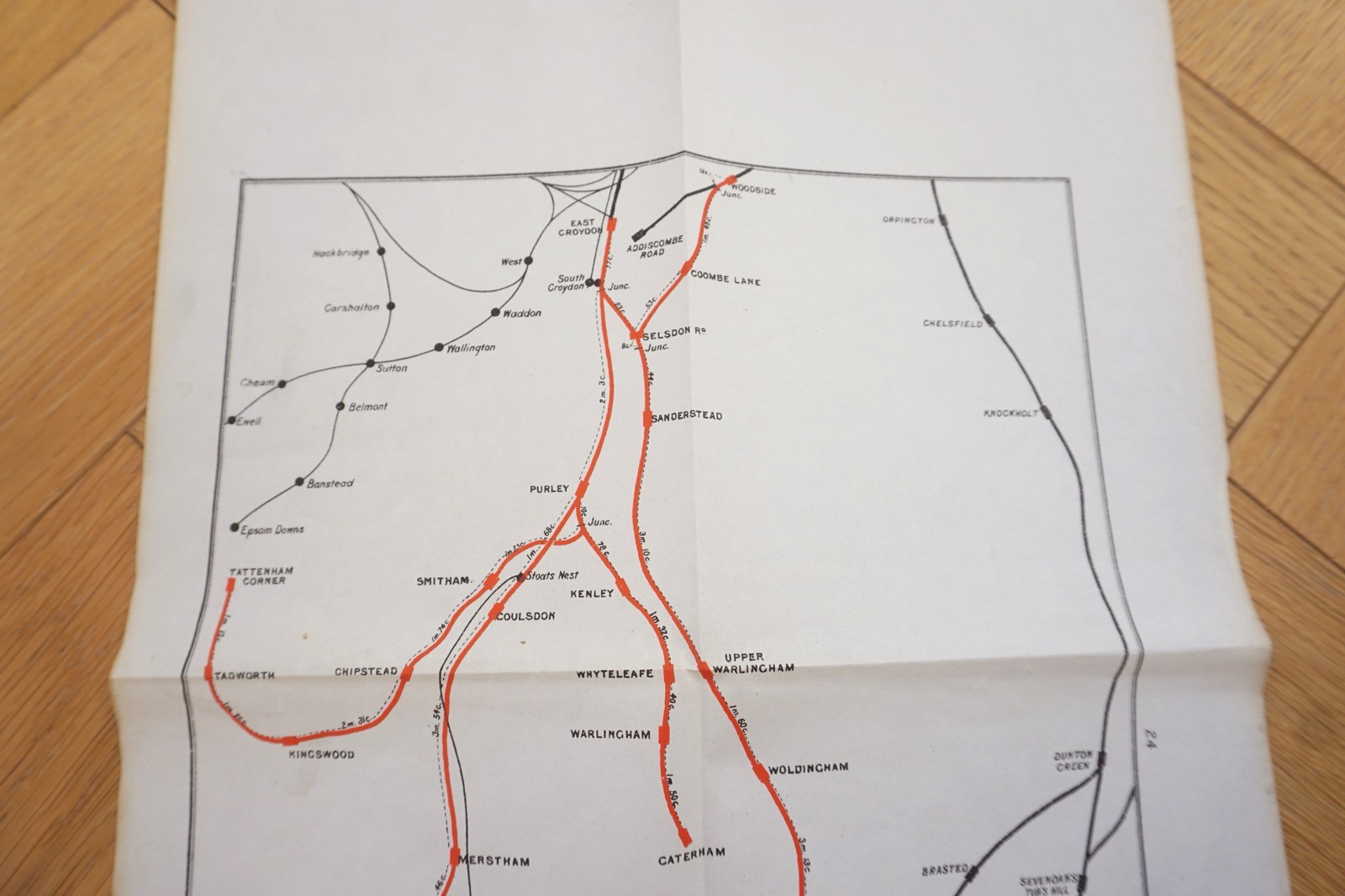 1905 South Eastern & Chatham Railway Map Tonbridge Junction Caterham